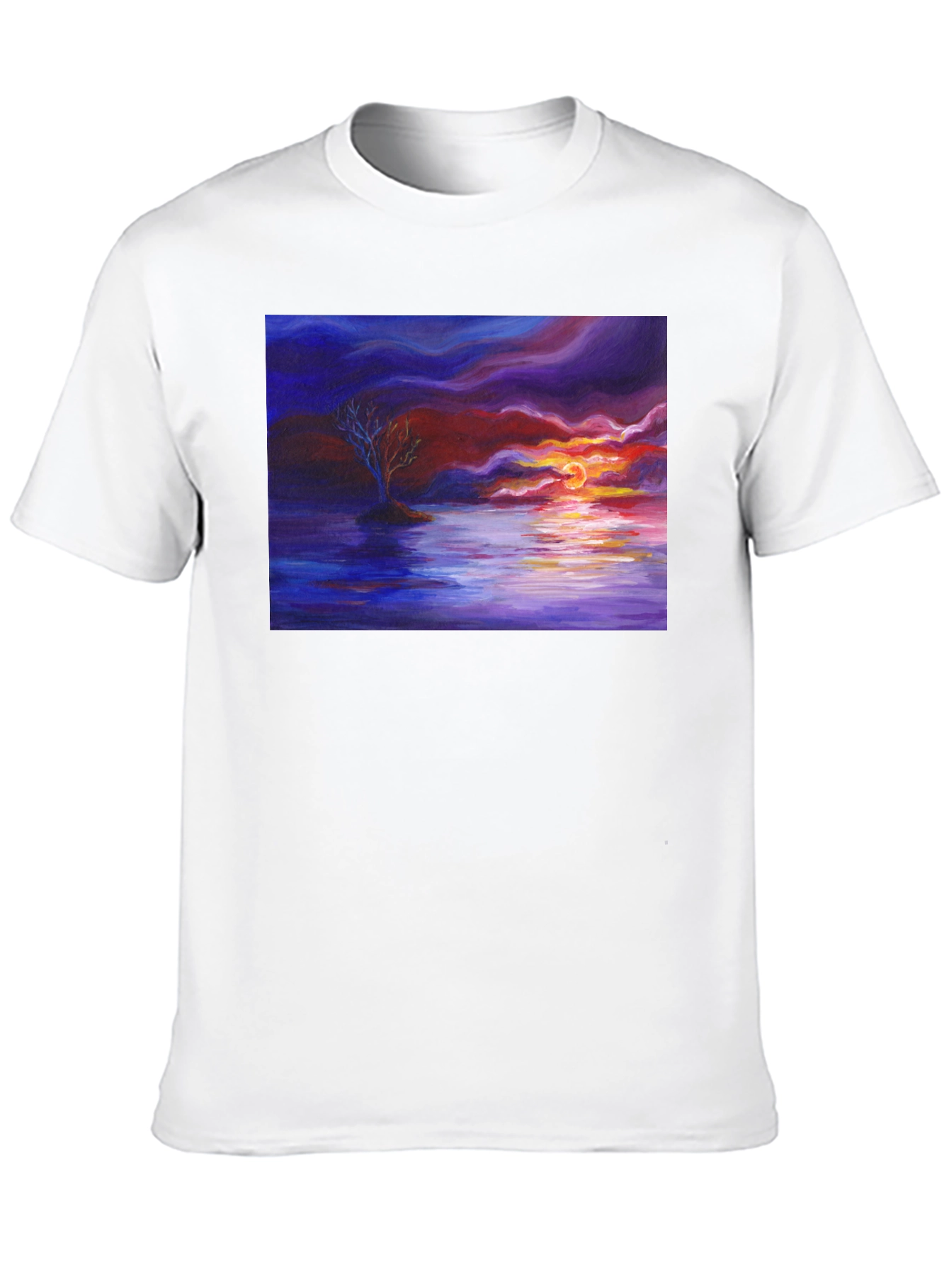 Sunset Seascape Graphic Tee - Artistic Black T-Shirt