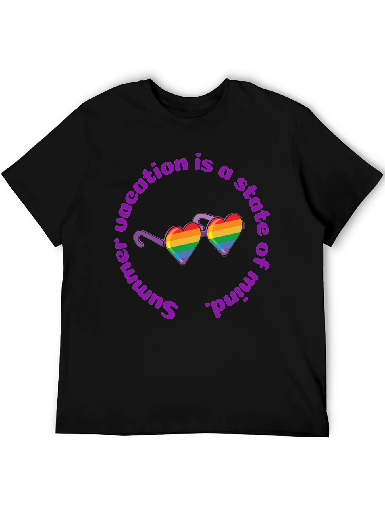 Summer Vacation State of Mind Rainbow Heart T-Shirt