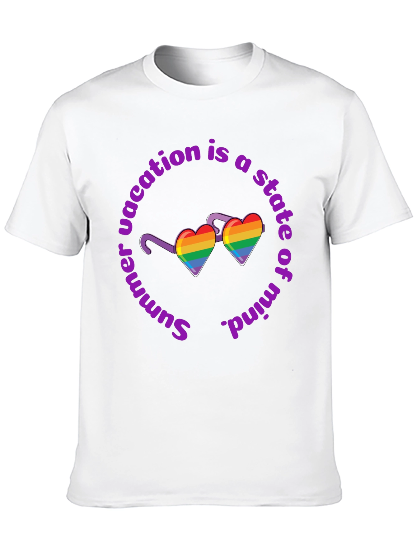 Summer Vacation State of Mind Rainbow Heart T-Shirt