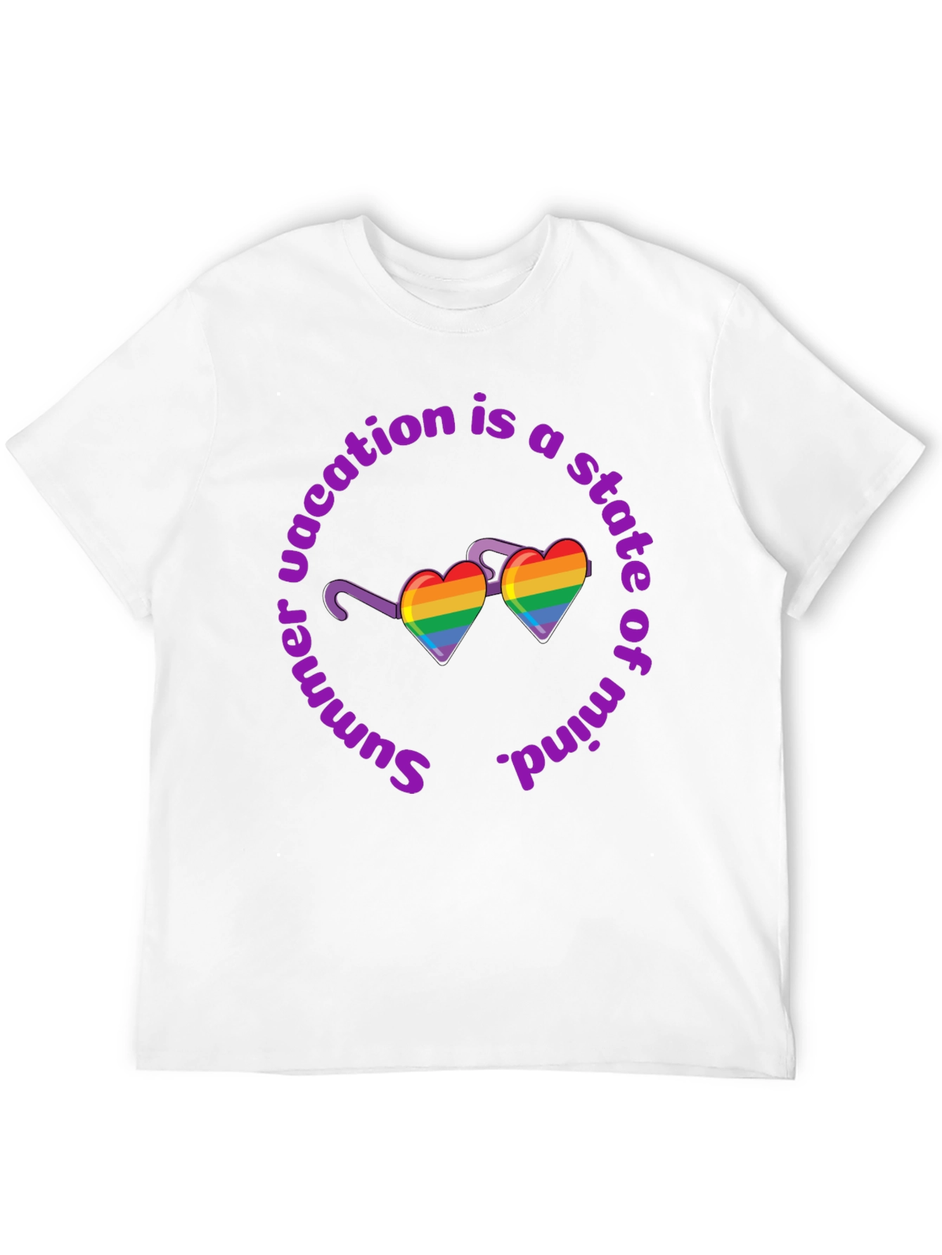Summer Vacation State of Mind Rainbow Heart T-Shirt
