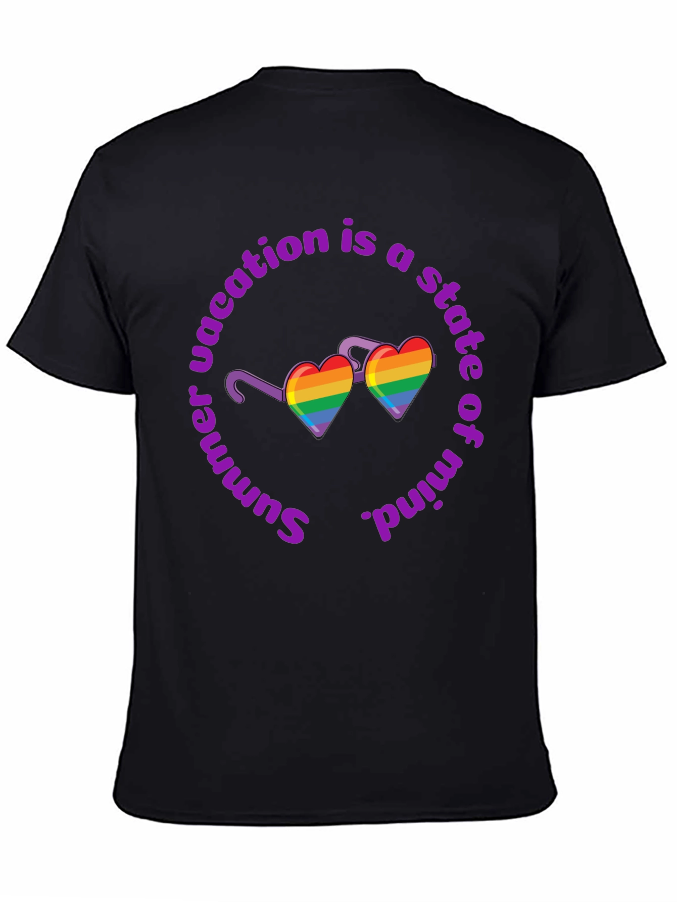 Summer Vacation State of Mind Rainbow Heart T-Shirt