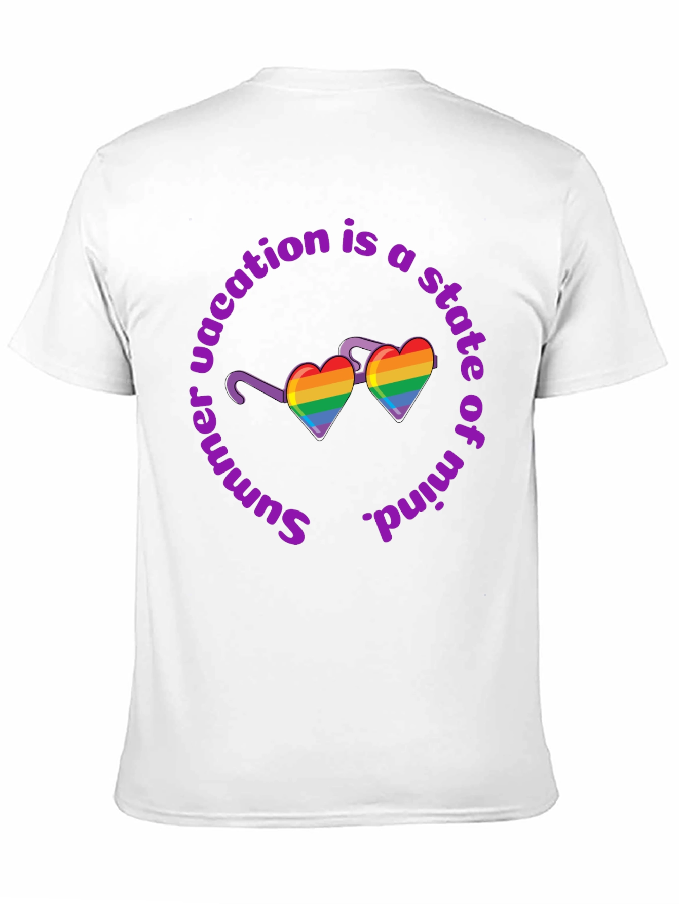 Summer Vacation State of Mind Rainbow Heart T-Shirt