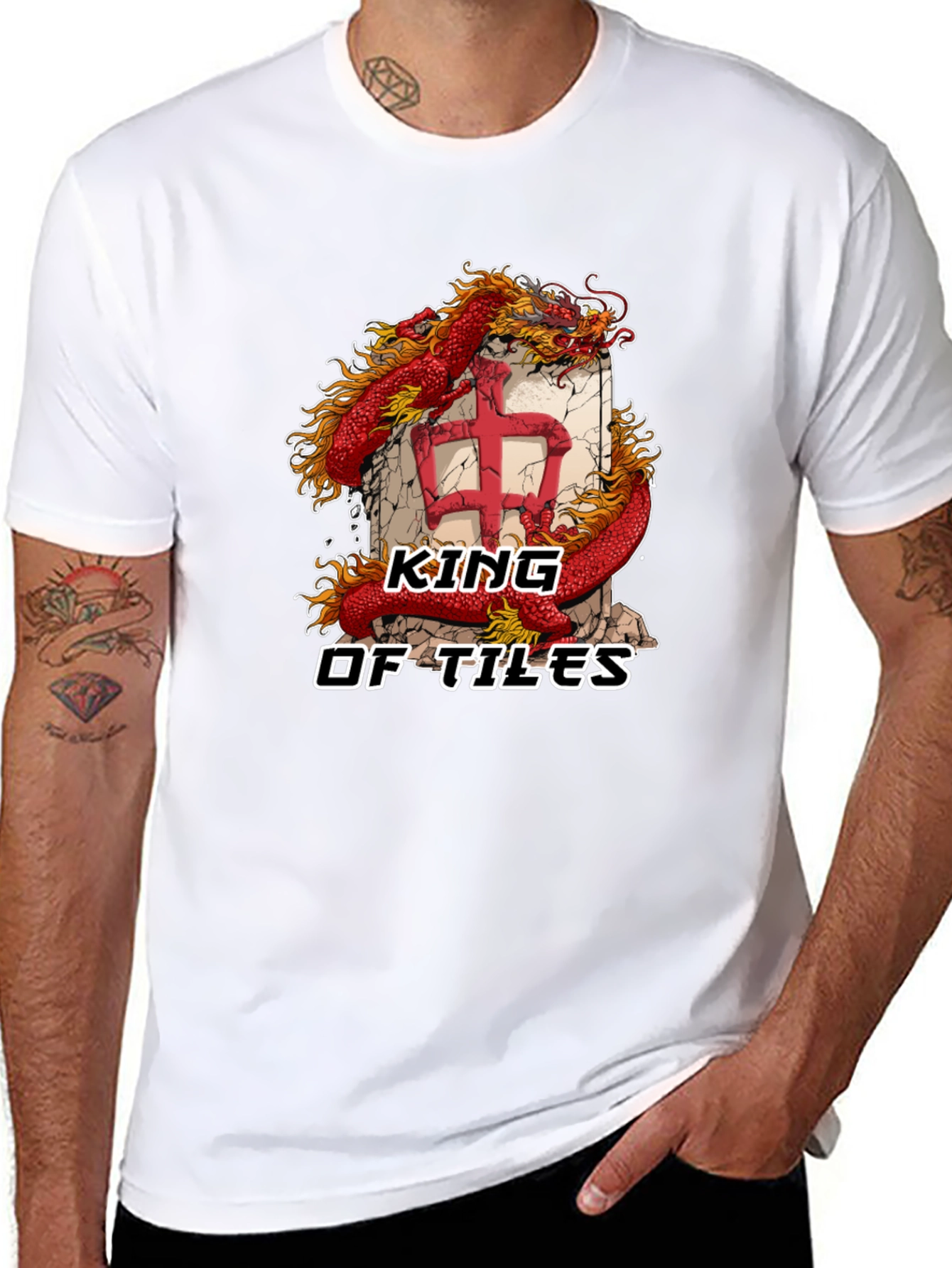 King of Tiles Dragon Graphic Tee - Black
