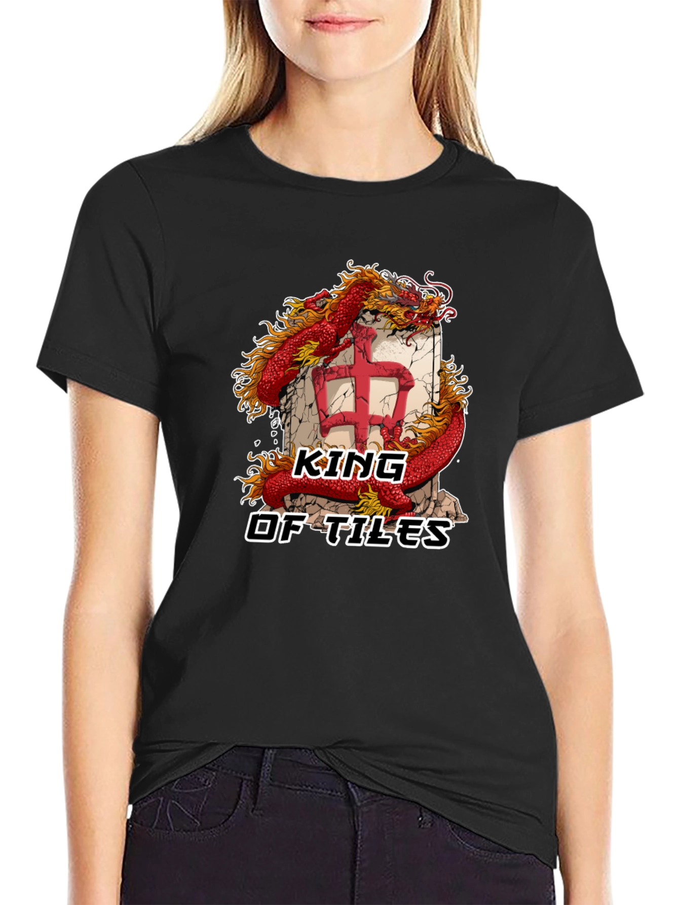 King of Tiles Dragon Graphic Tee - Black
