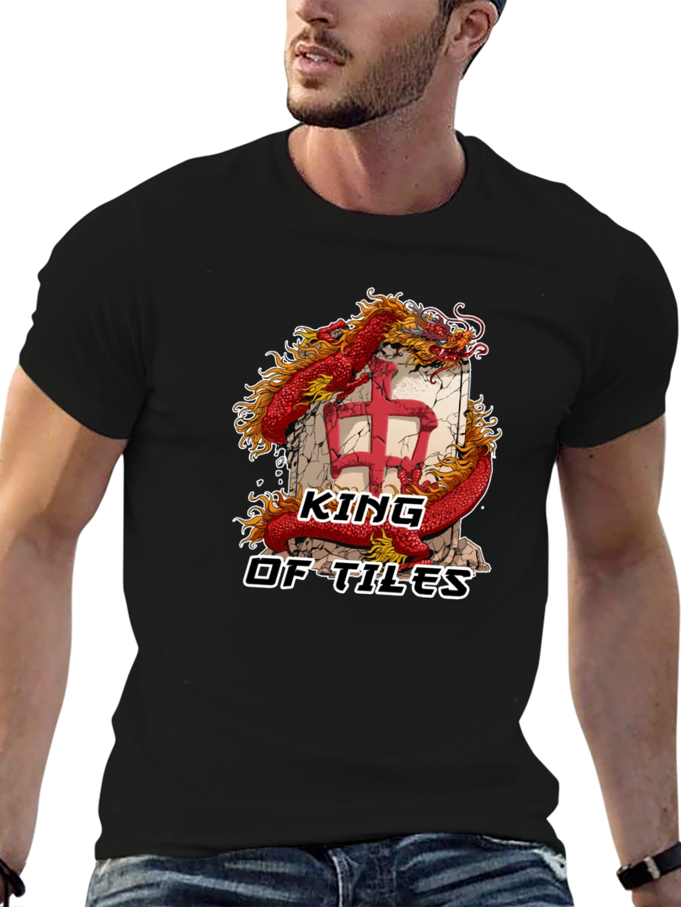 King of Tiles Dragon Graphic Tee - Black