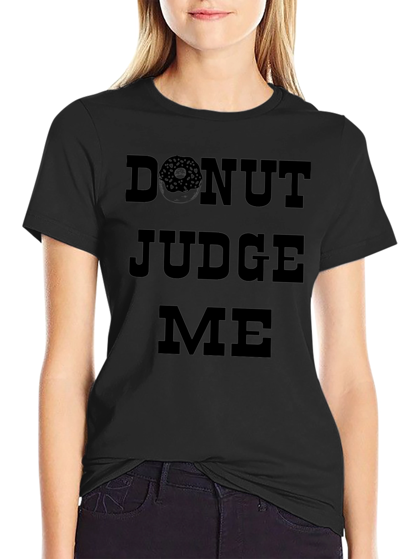 Donut Judge Me Black Graphic T-Shirt