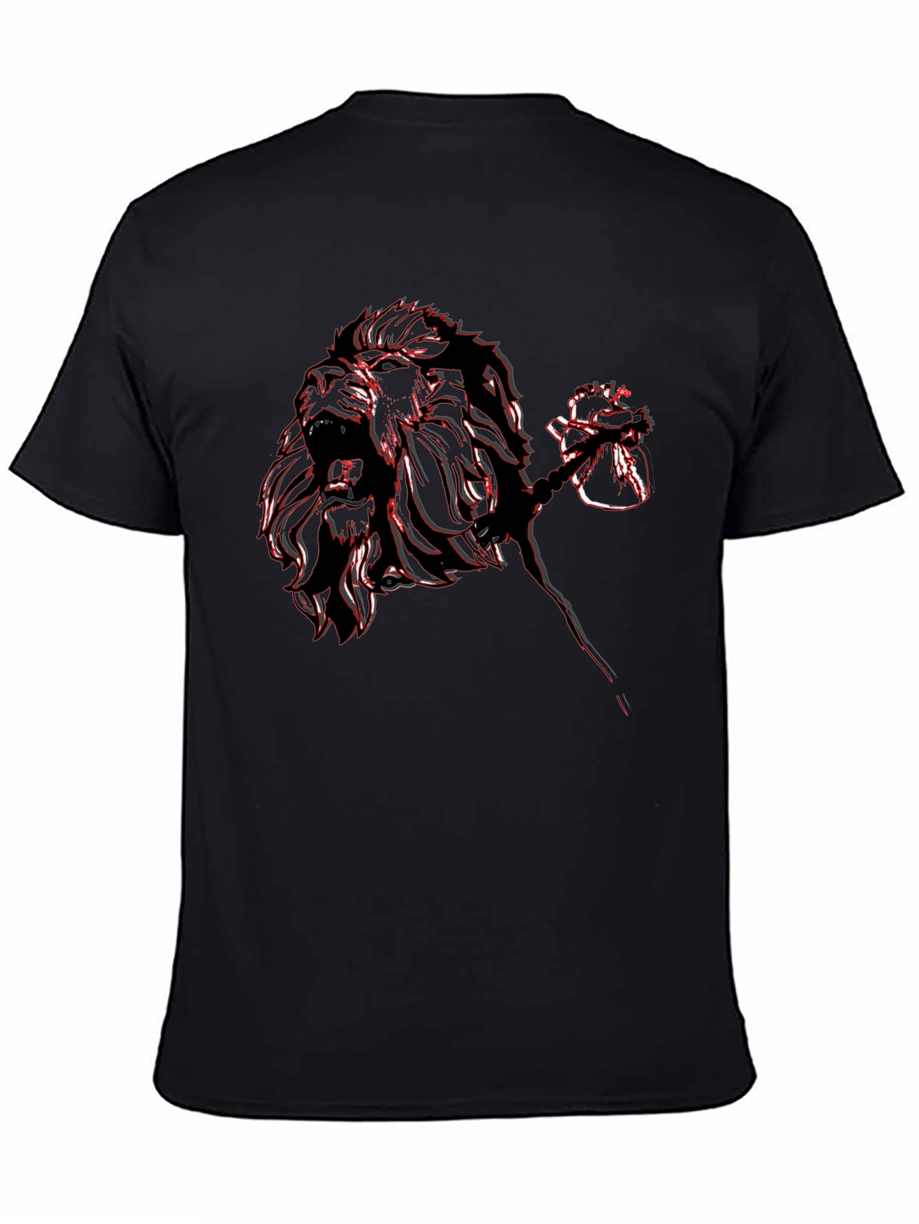 Lion Rose Graphic Tee - Black Casual T-Shirt