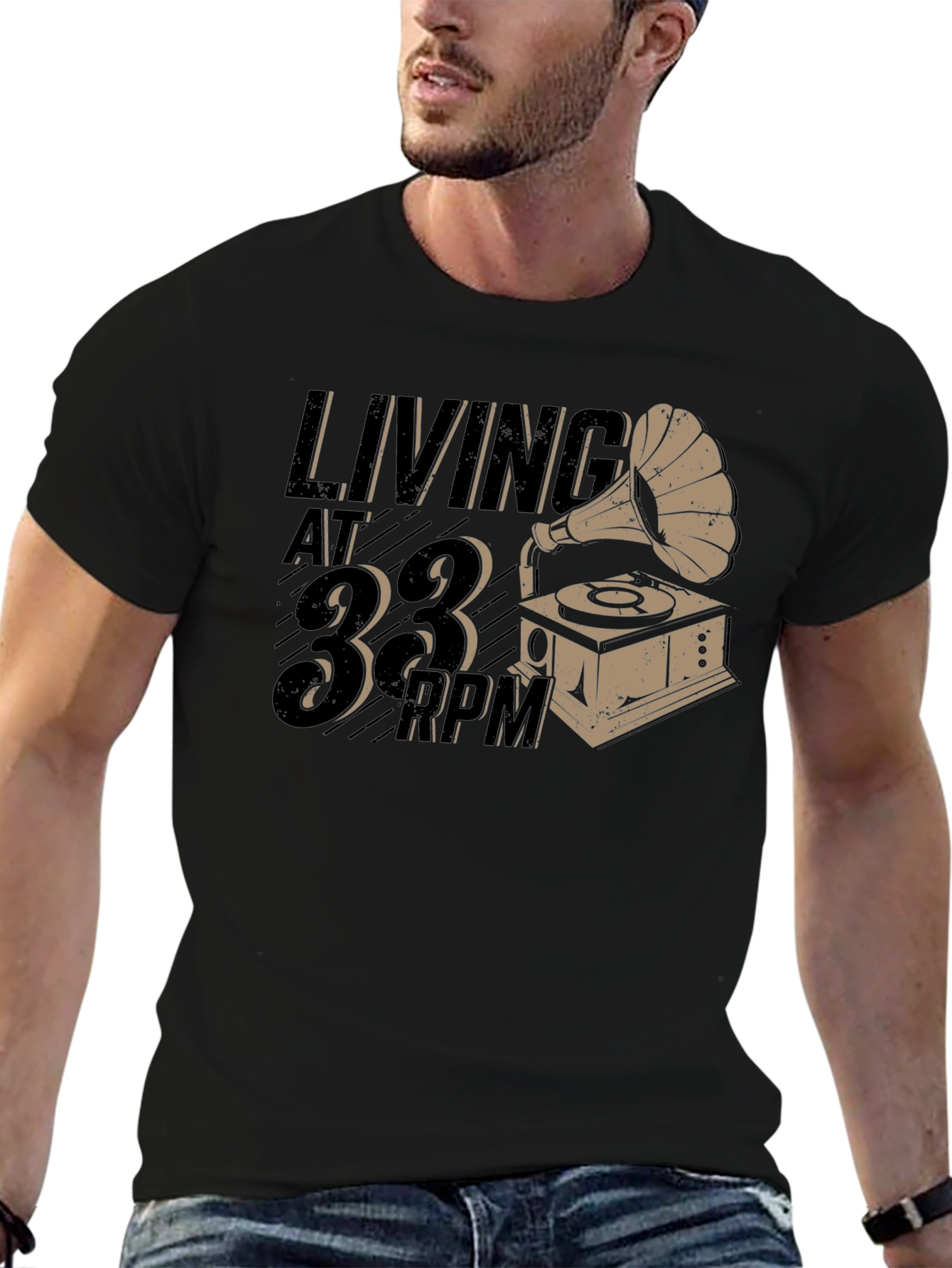 Living at 33 RPM Black Graphic Tee