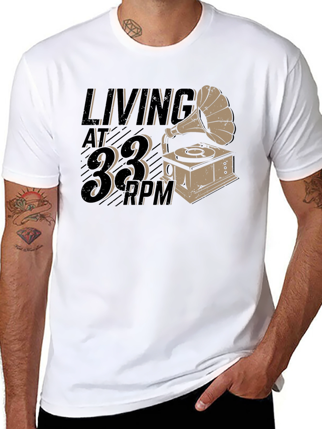 Living at 33 RPM Black Graphic Tee