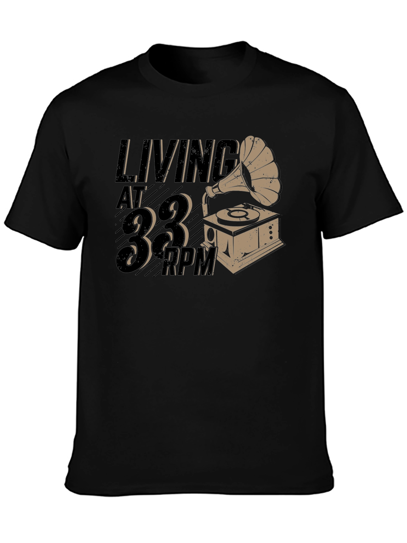 Living at 33 RPM Black Graphic Tee