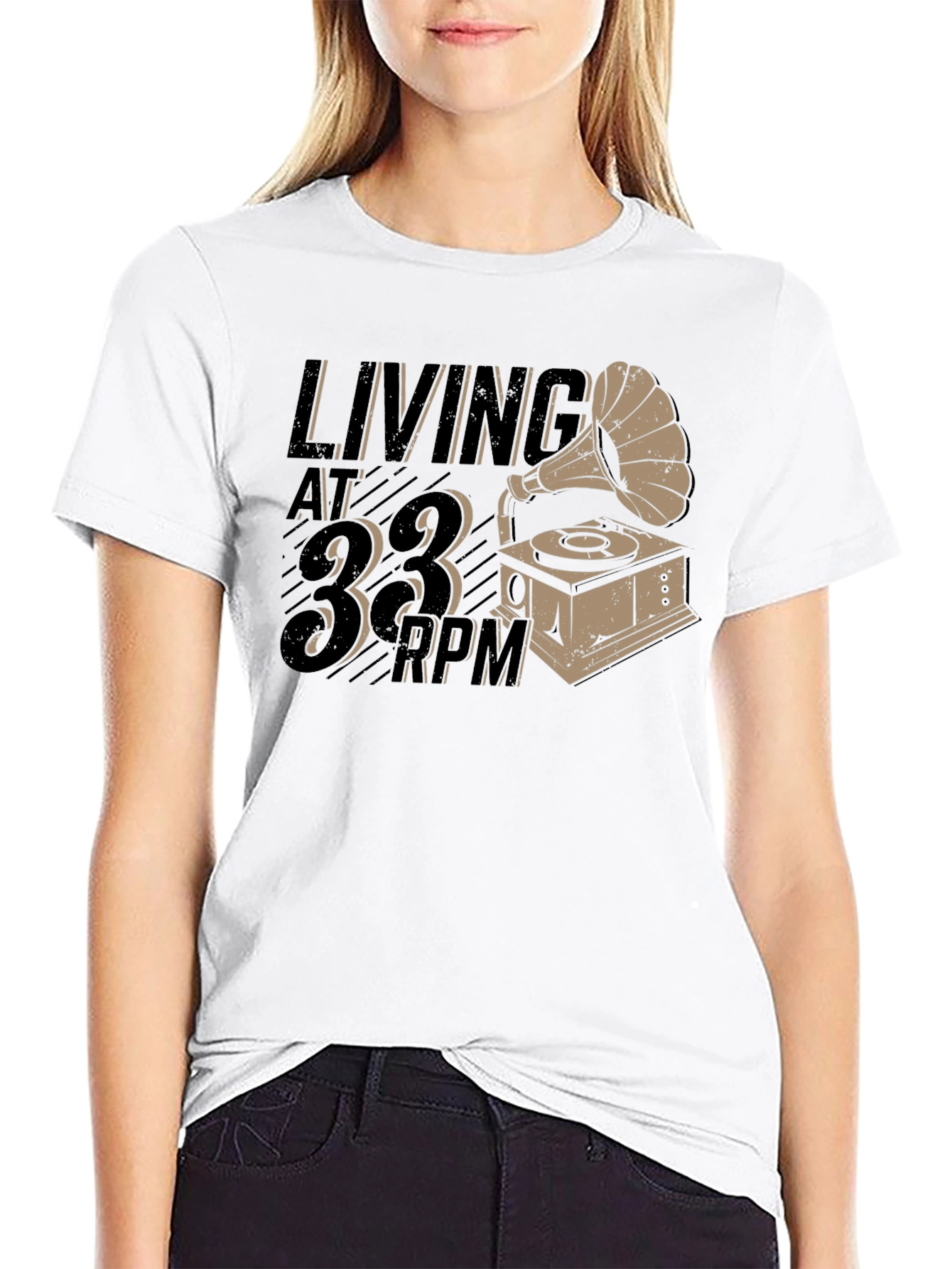 Living at 33 RPM Black Graphic Tee