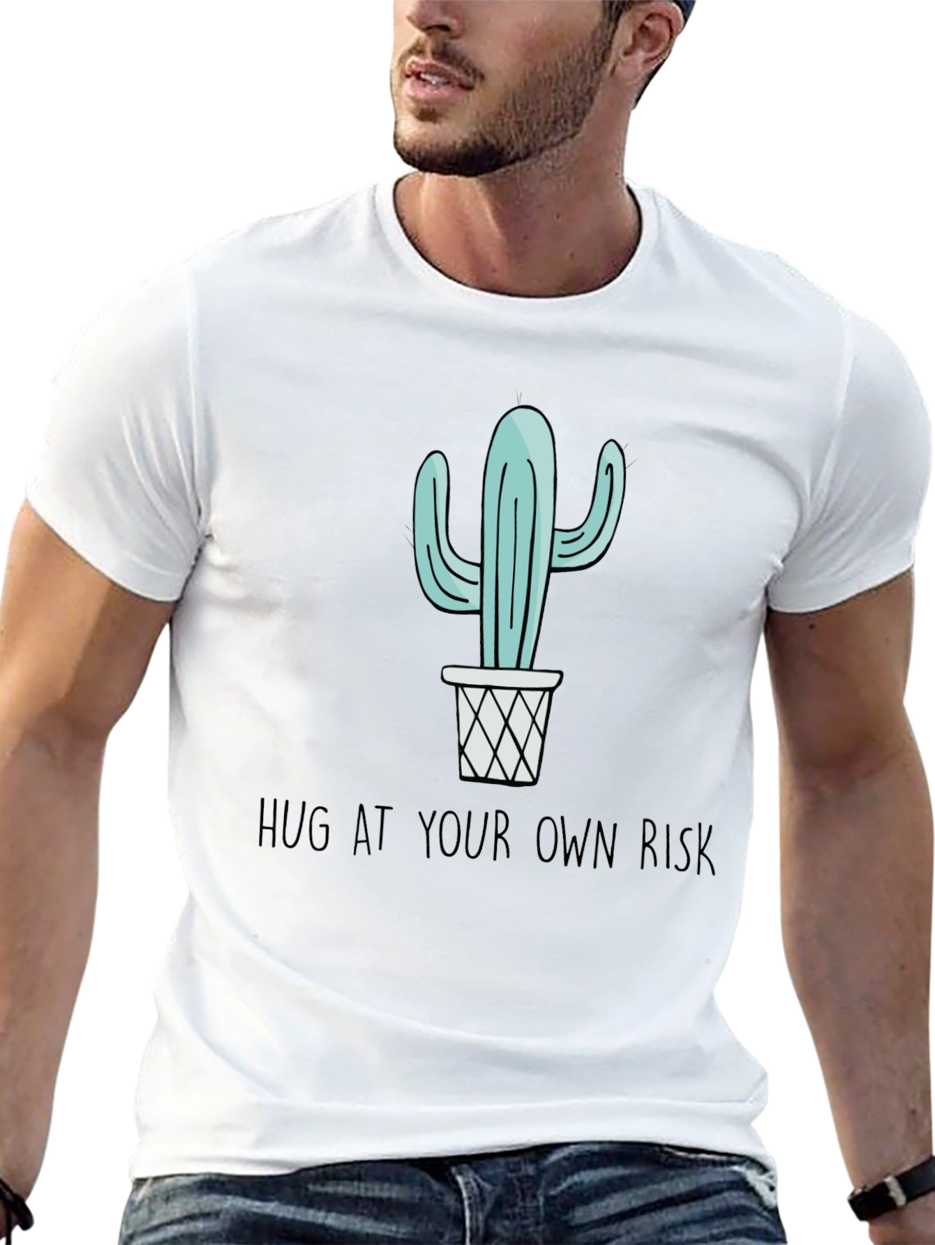 Cactus Hug at Your Own Risk Black Graphic Tee