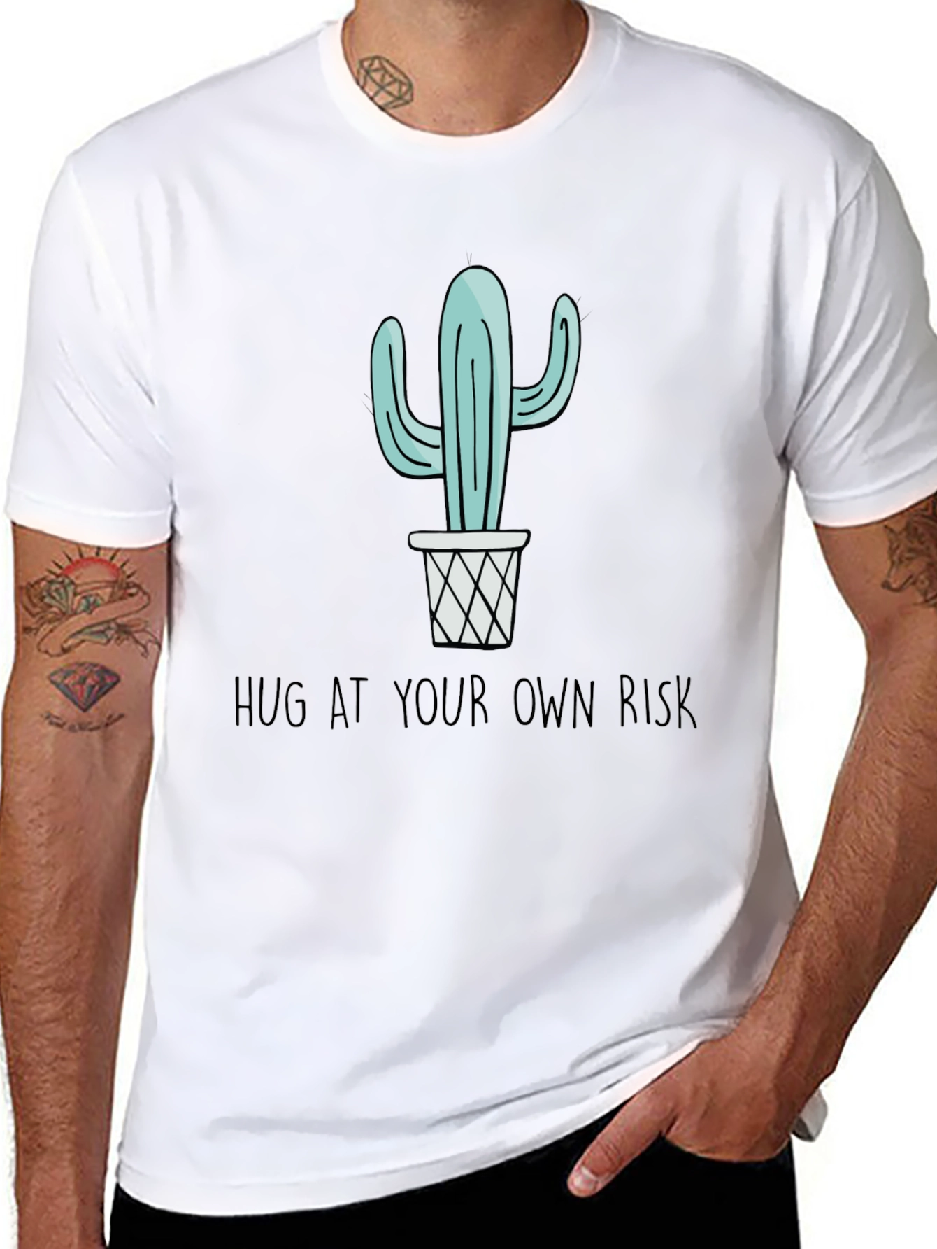 Cactus Hug at Your Own Risk Black Graphic Tee