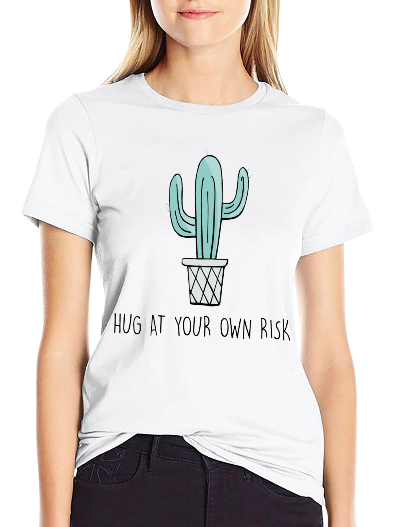 Cactus Hug at Your Own Risk Black Graphic Tee