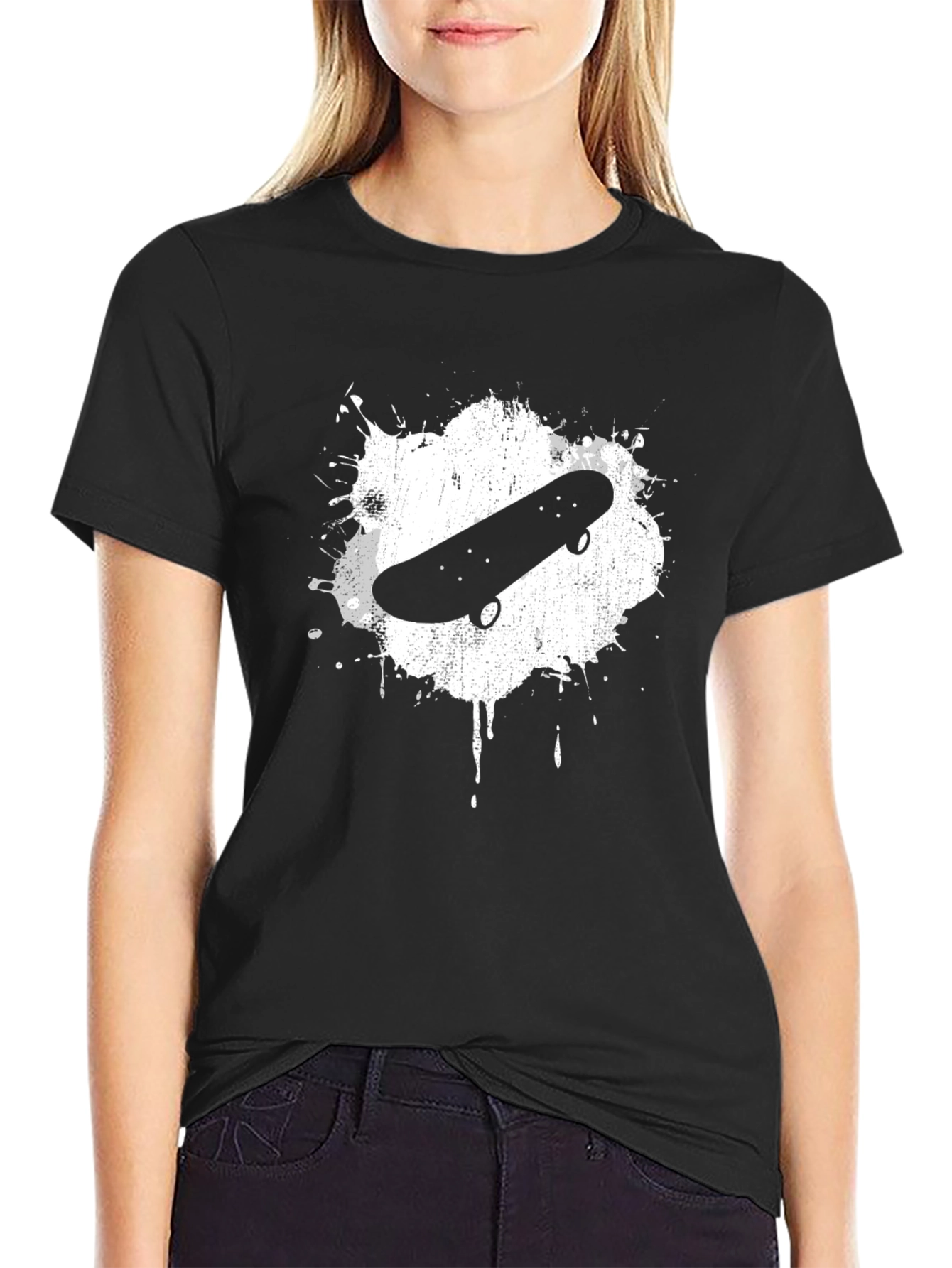 Skateboard Graphic Tee - Cool Black Cotton T-Shirt