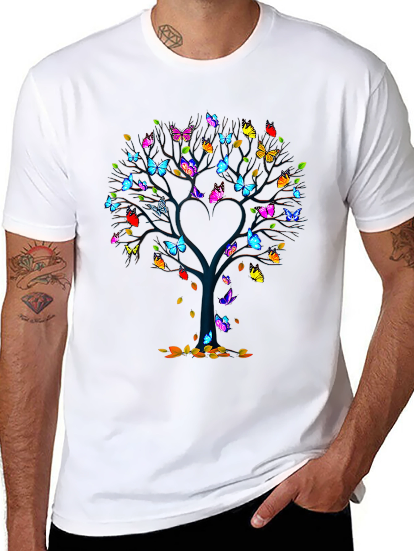 Butterfly Tree Graphic Tee - Unique Heart Design