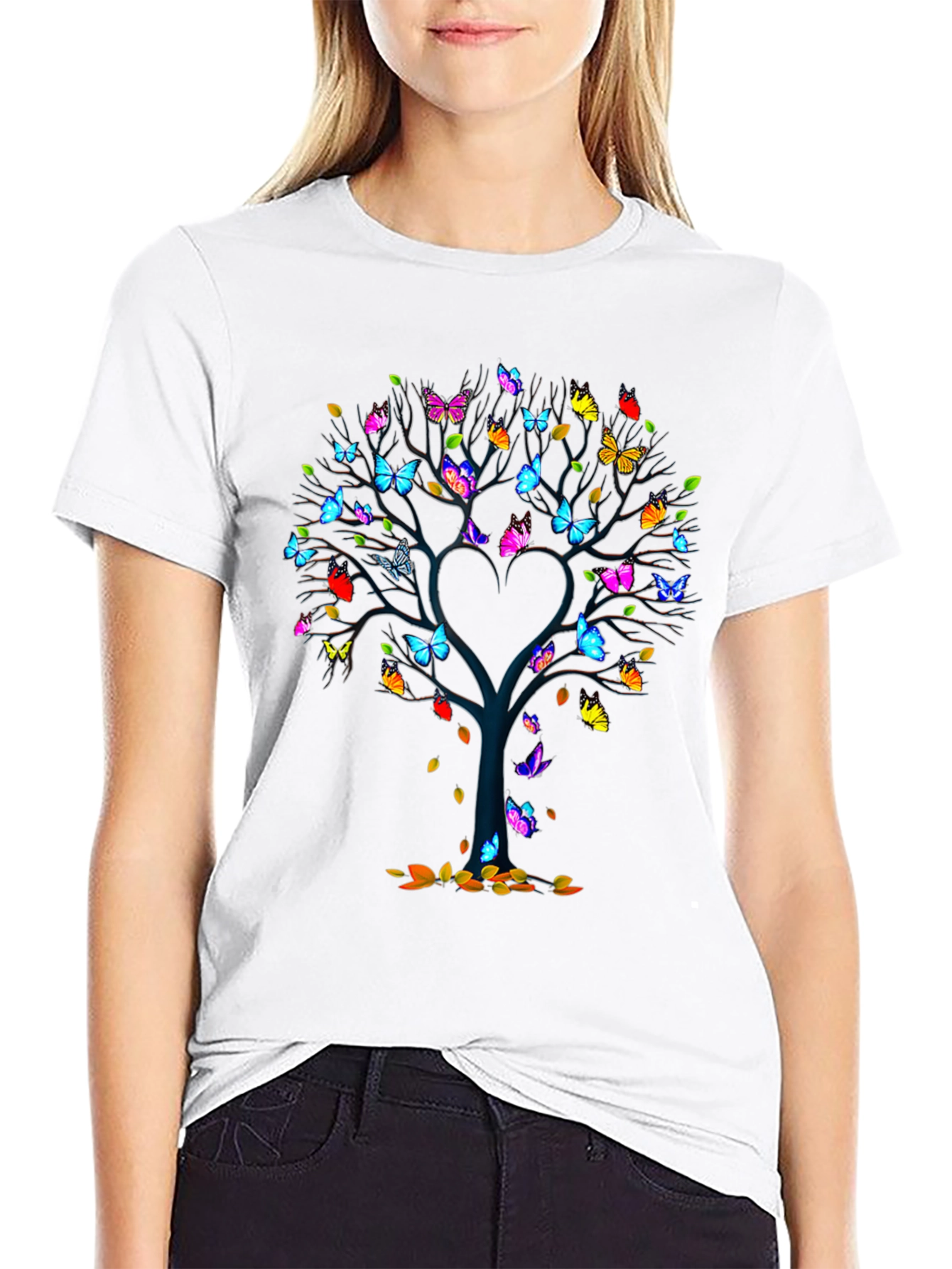 Butterfly Tree Graphic Tee - Unique Heart Design
