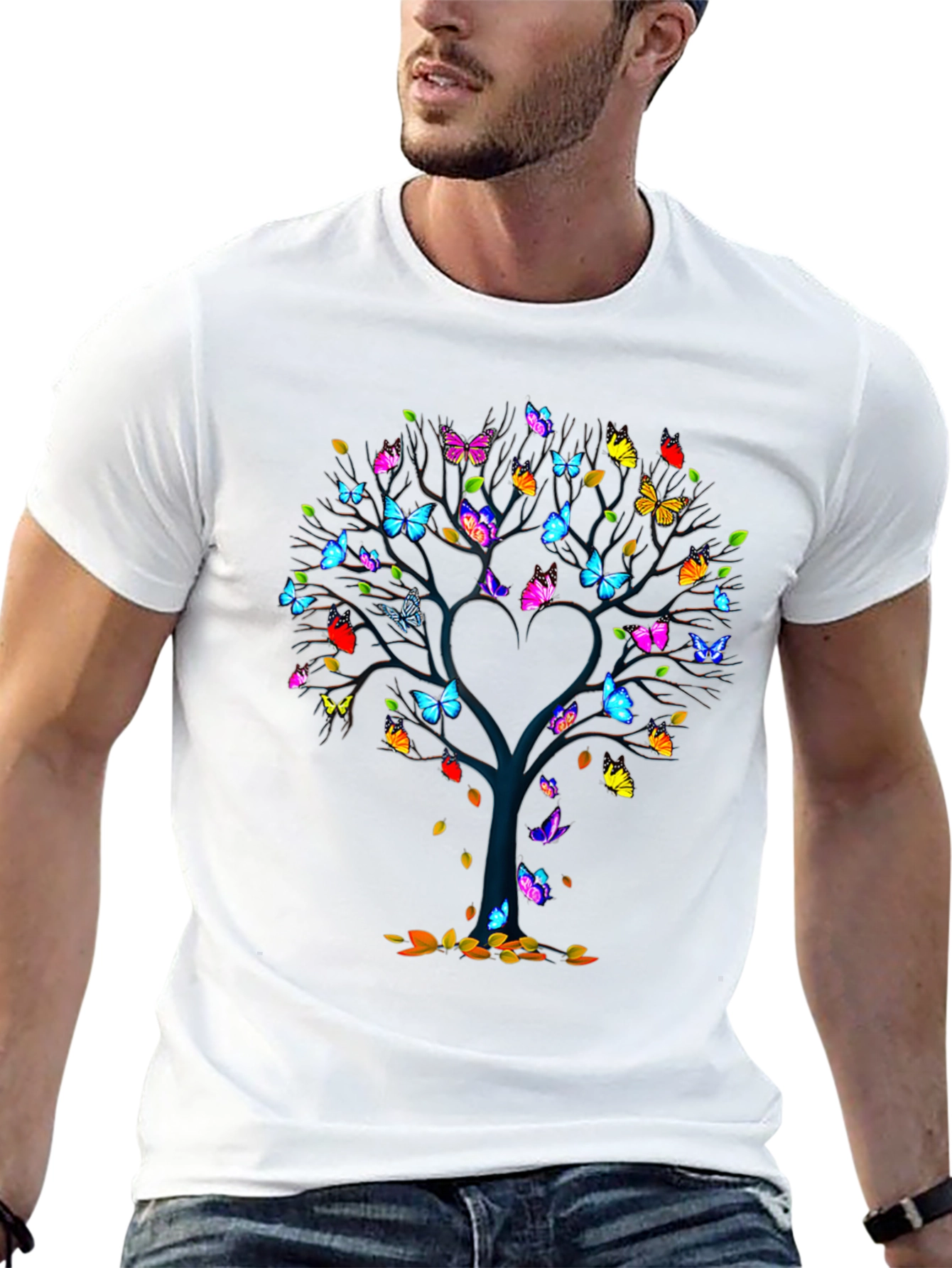Butterfly Tree Graphic Tee - Unique Heart Design