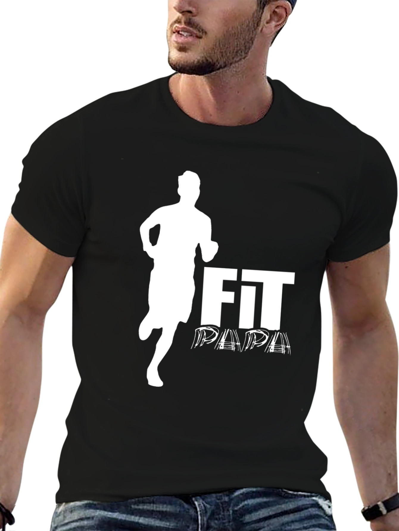 Fit Papa Graphic Tee - Black Athletic Dad Shirt