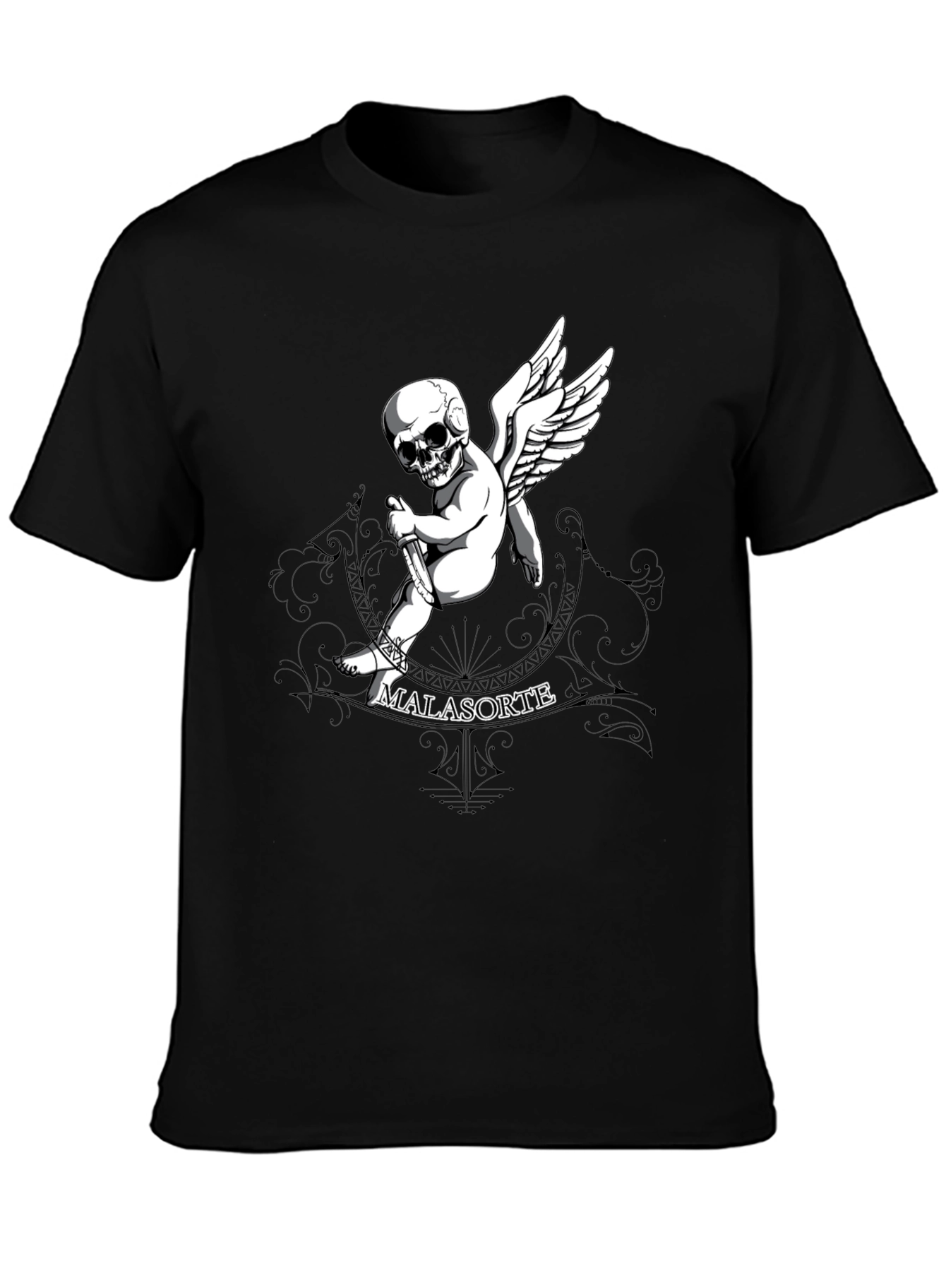 Skull Cupid Graphic T-Shirt - Mens Black Tee
