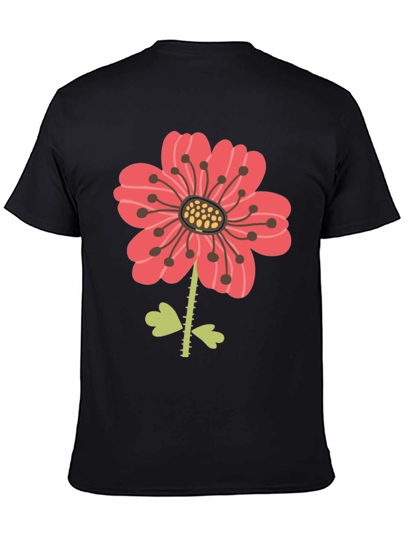 Floral Graphic Print Mens Black T-Shirt