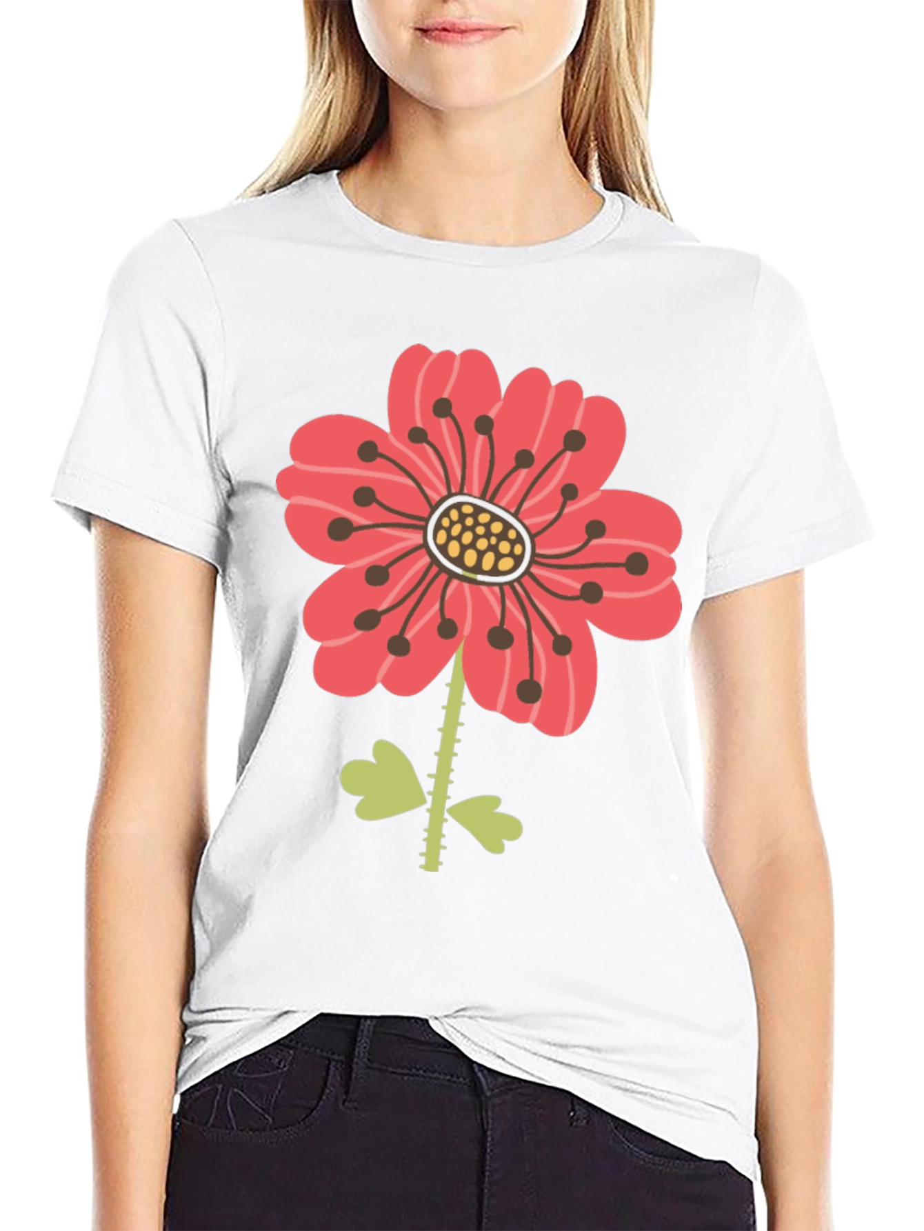 Floral Graphic Print Mens Black T-Shirt