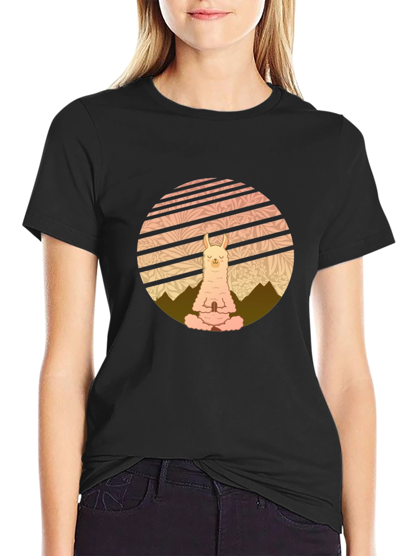 Yoga Llama T-Shirt - Meditating Animal Graphic Tee