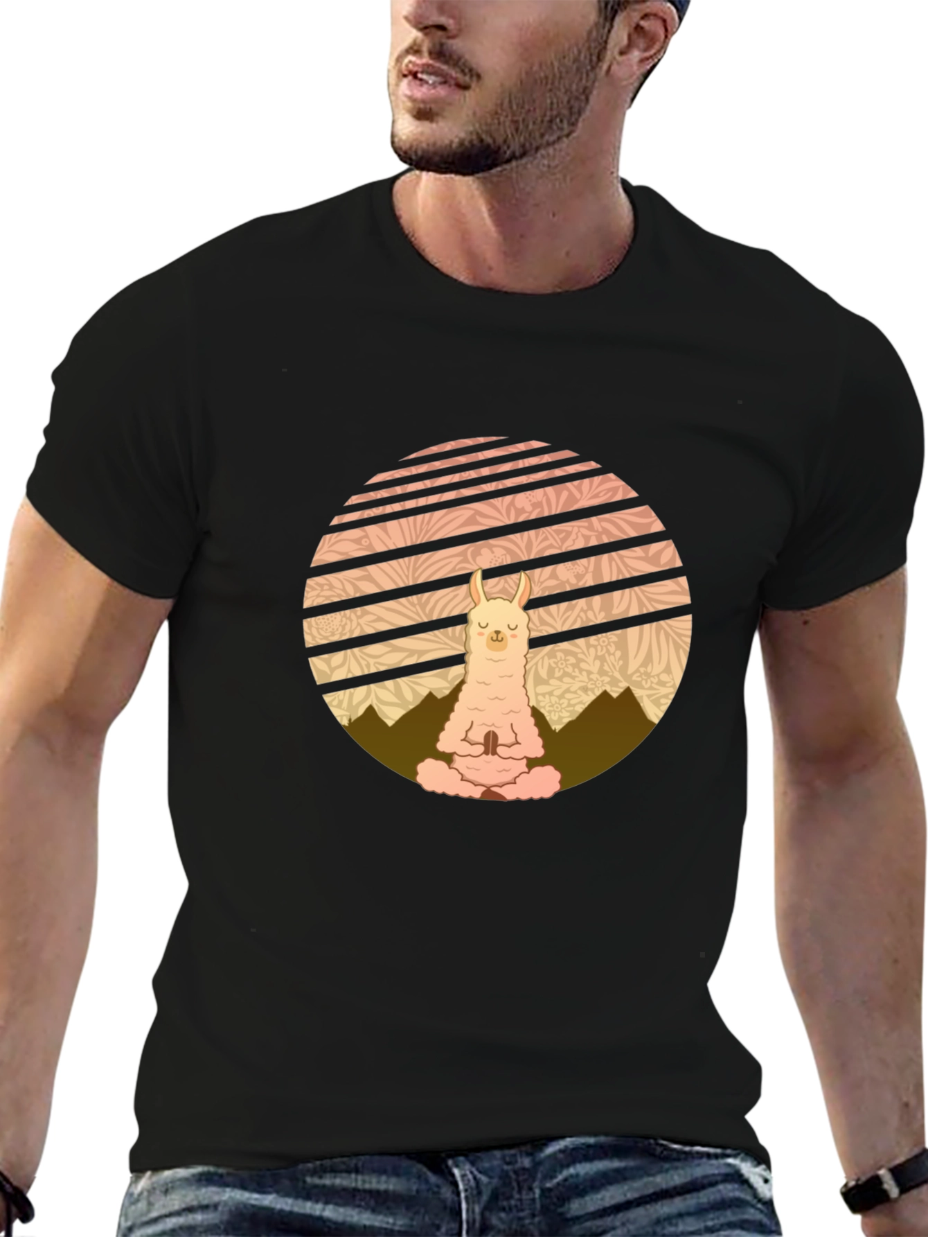 Yoga Llama T-Shirt - Meditating Animal Graphic Tee