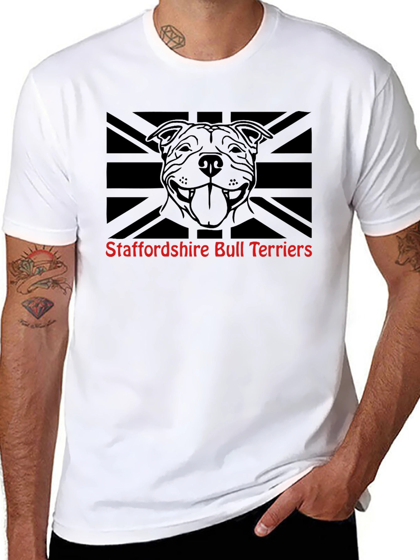 Staffordshire Bull Terrier Union Jack T-Shirt