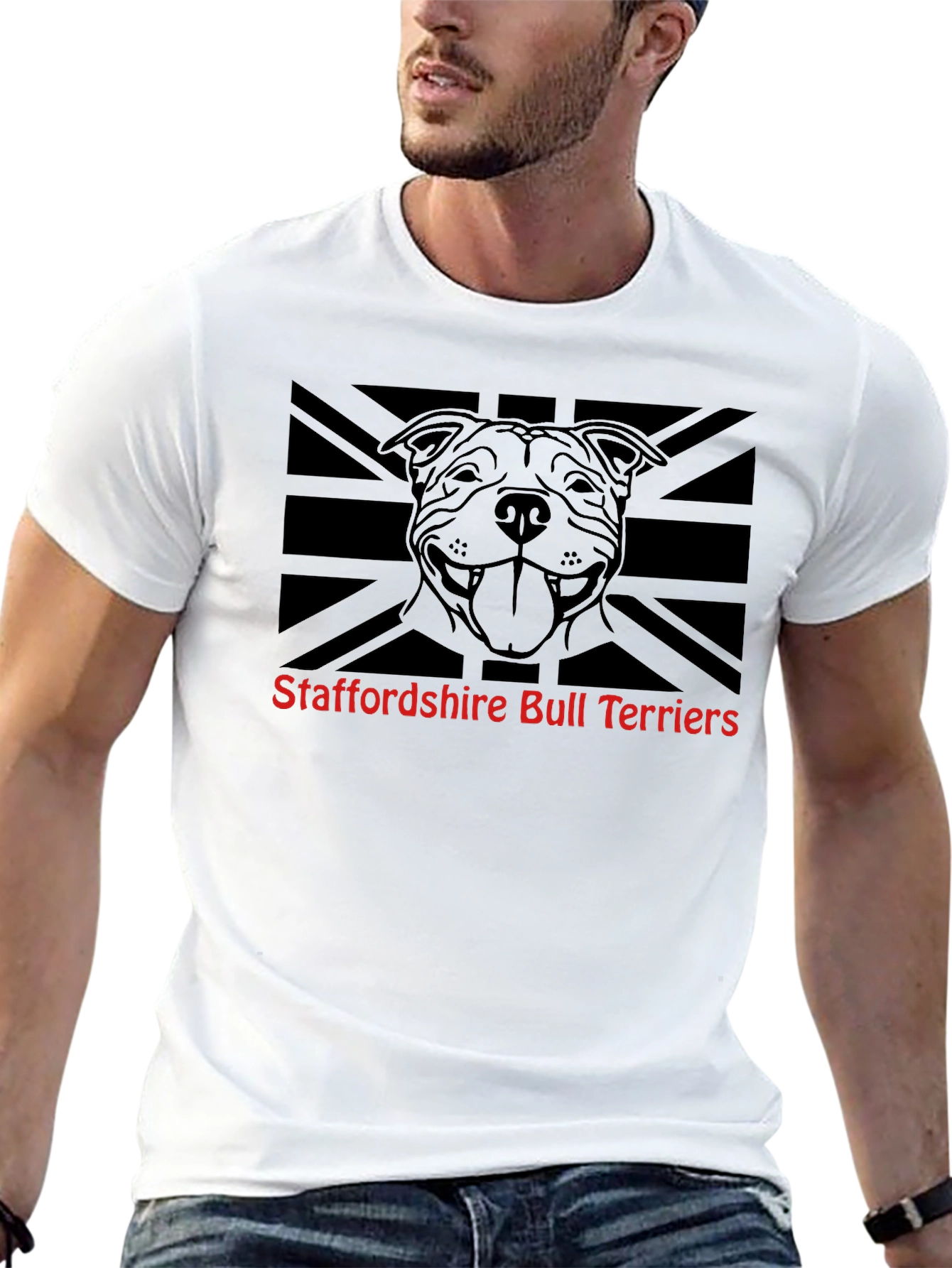 Staffordshire Bull Terrier Union Jack T-Shirt