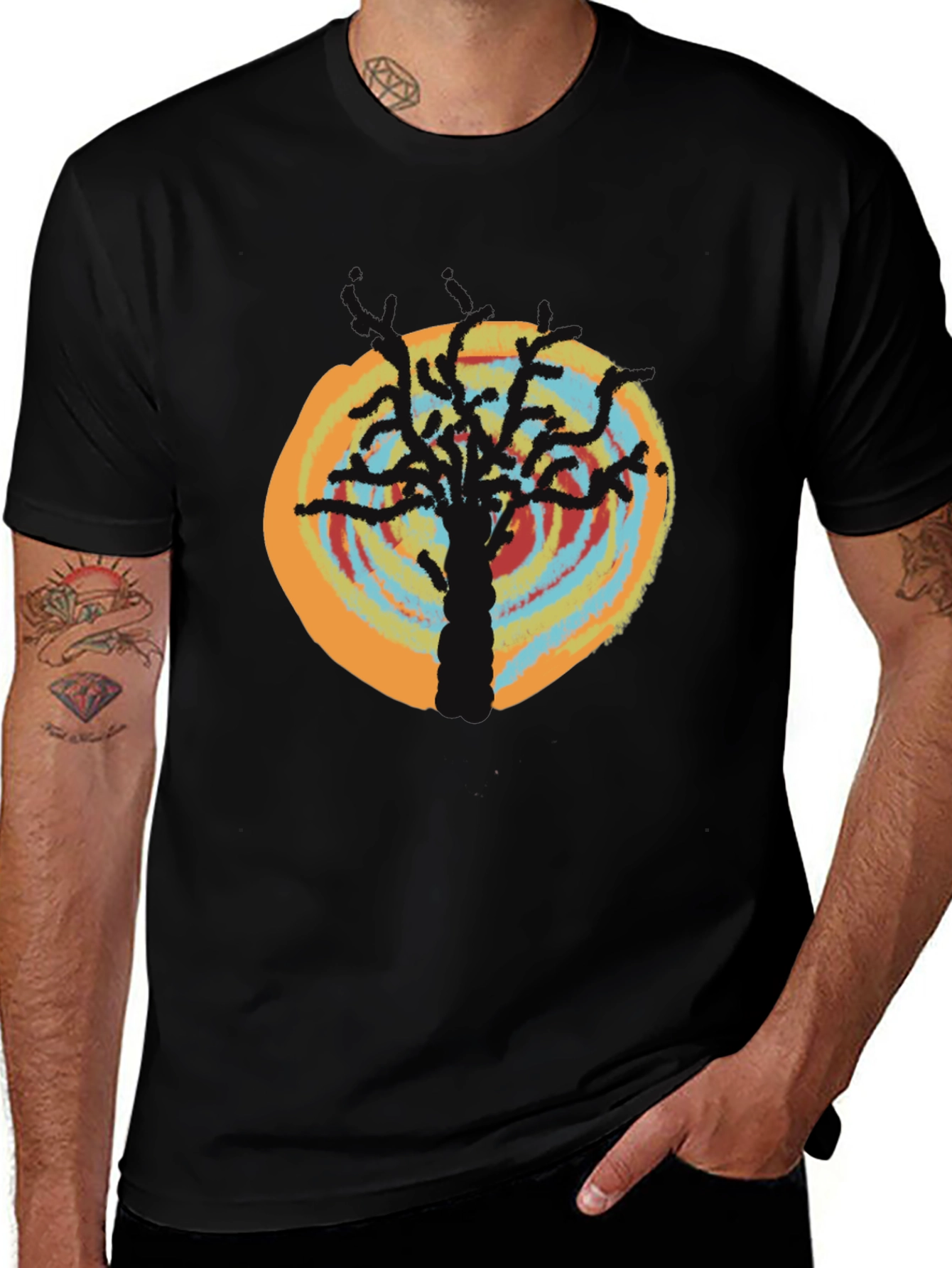 Tree Design T-Shirt - Black