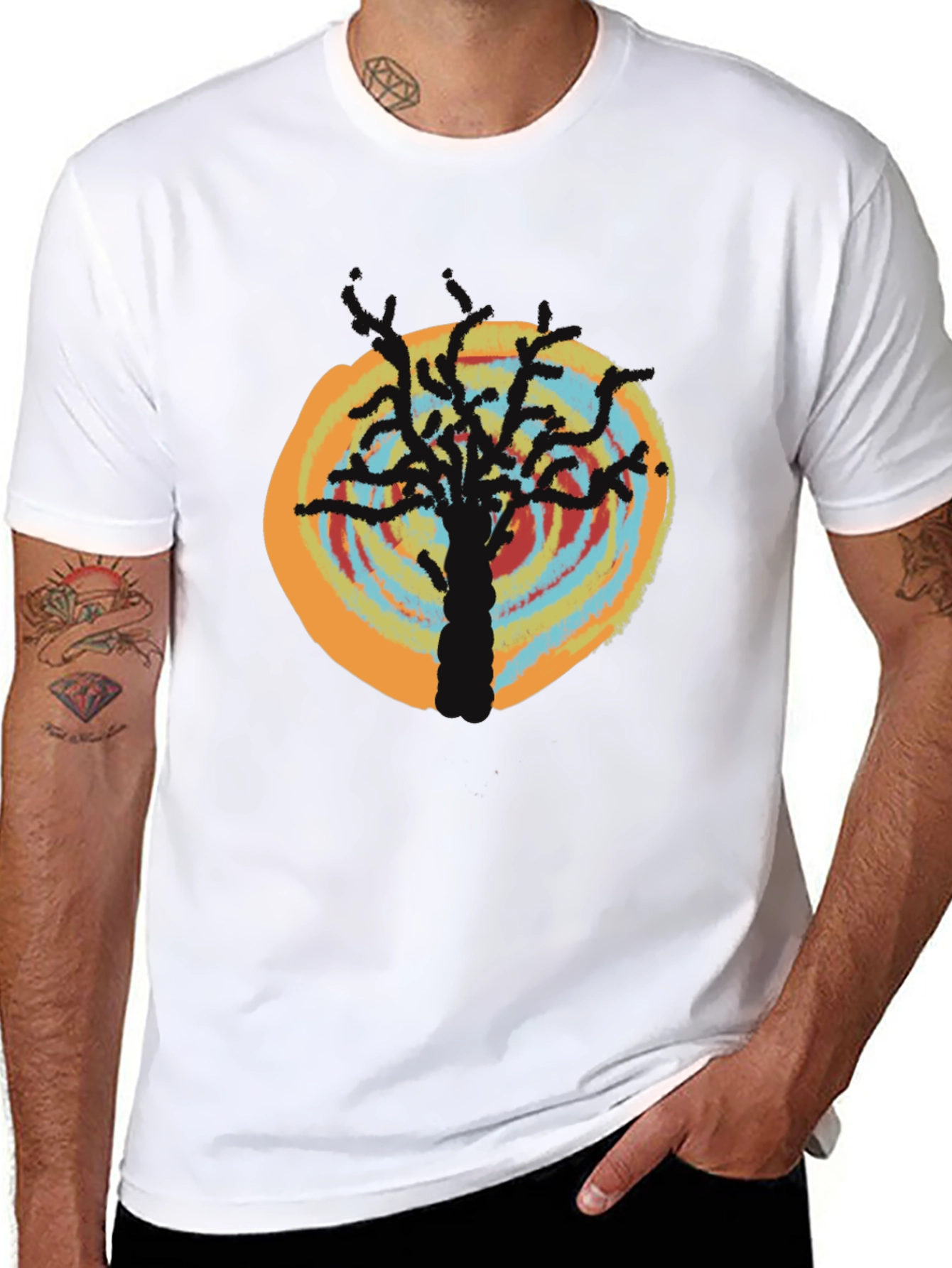 Tree Design T-Shirt - Black