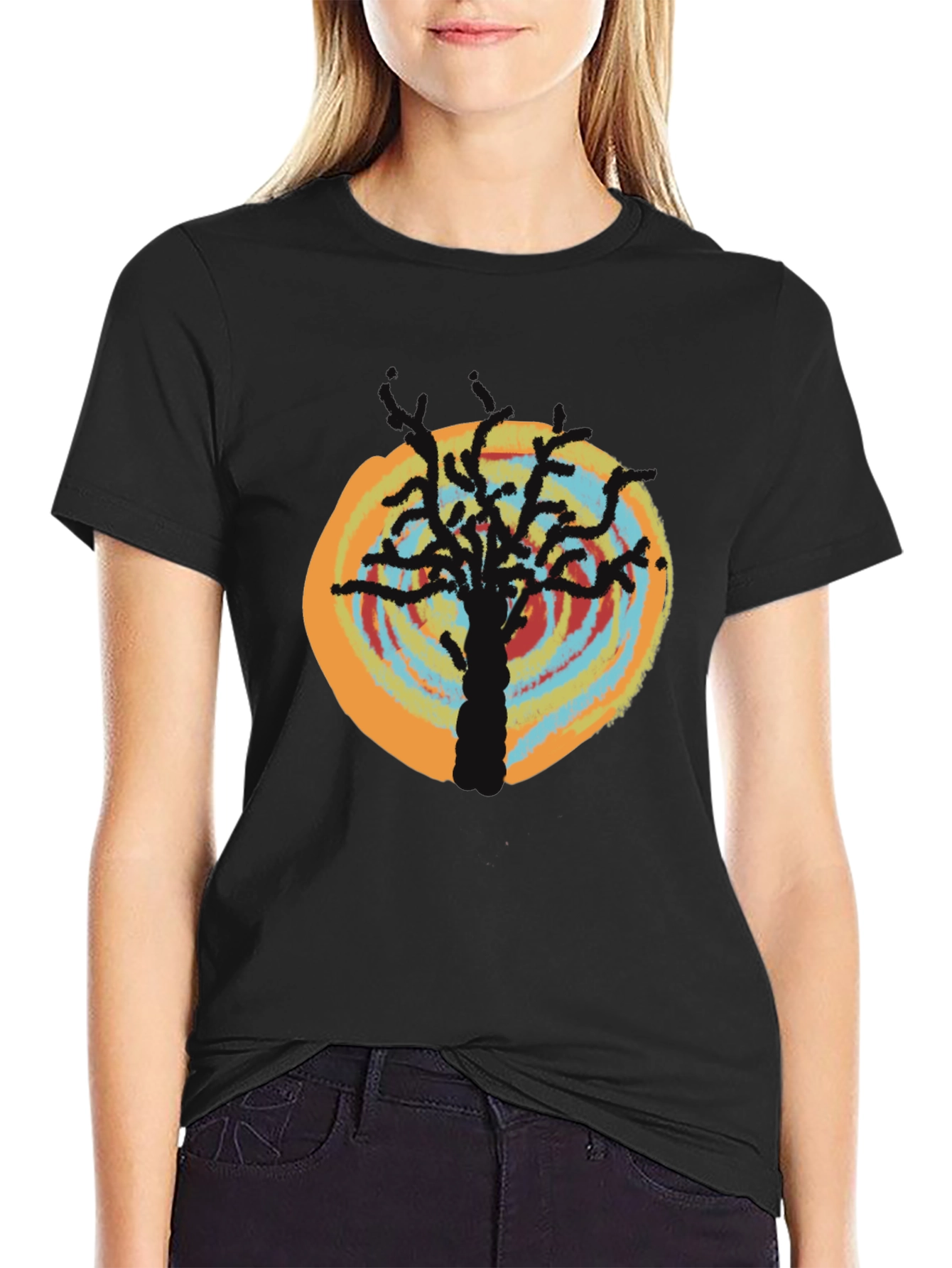 Tree Design T-Shirt - Black