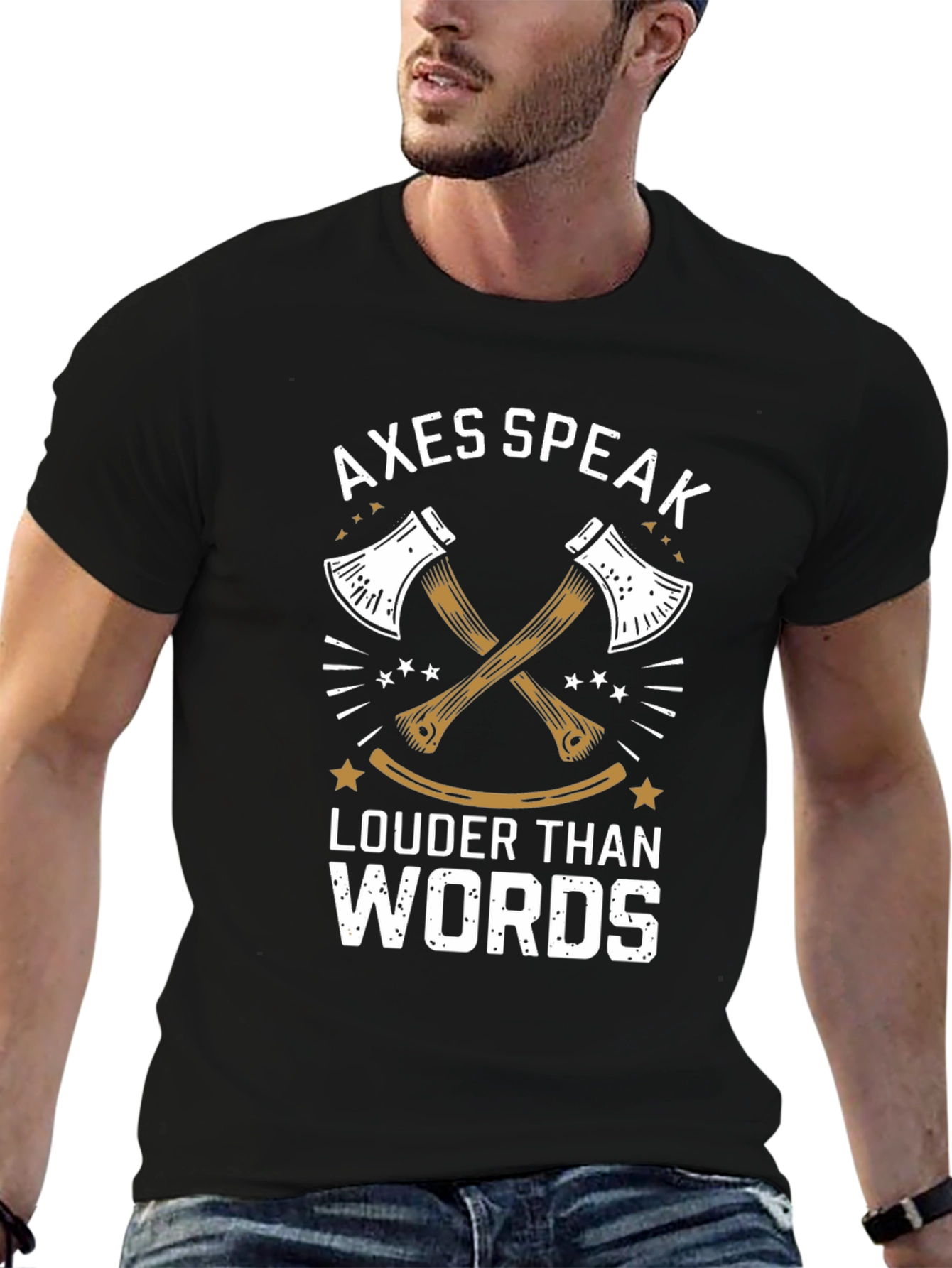 Axes Speak Louder Than Words Black T-Shirt