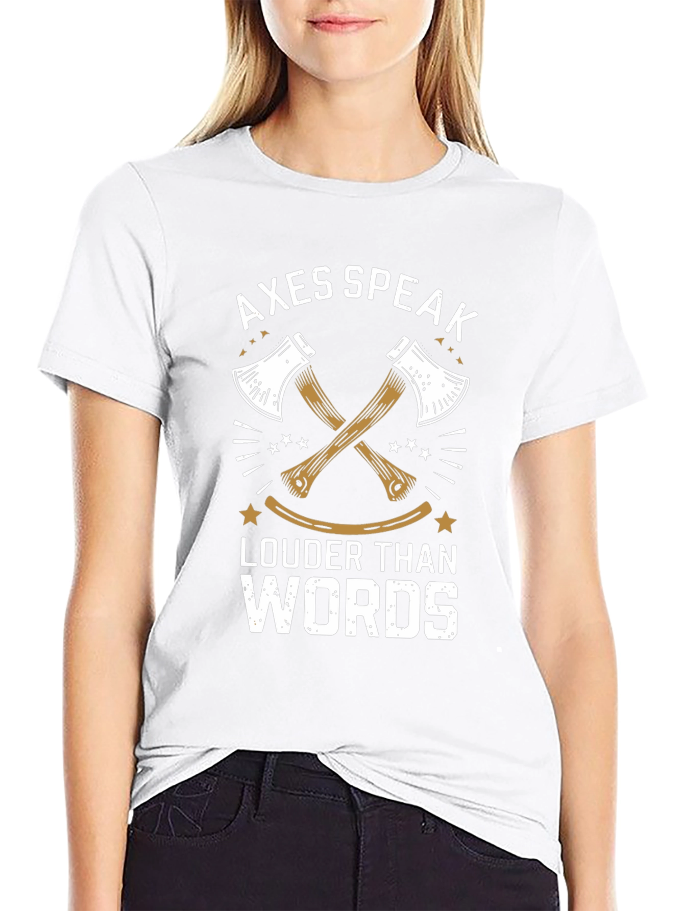 Axes Speak Louder Than Words Black T-Shirt