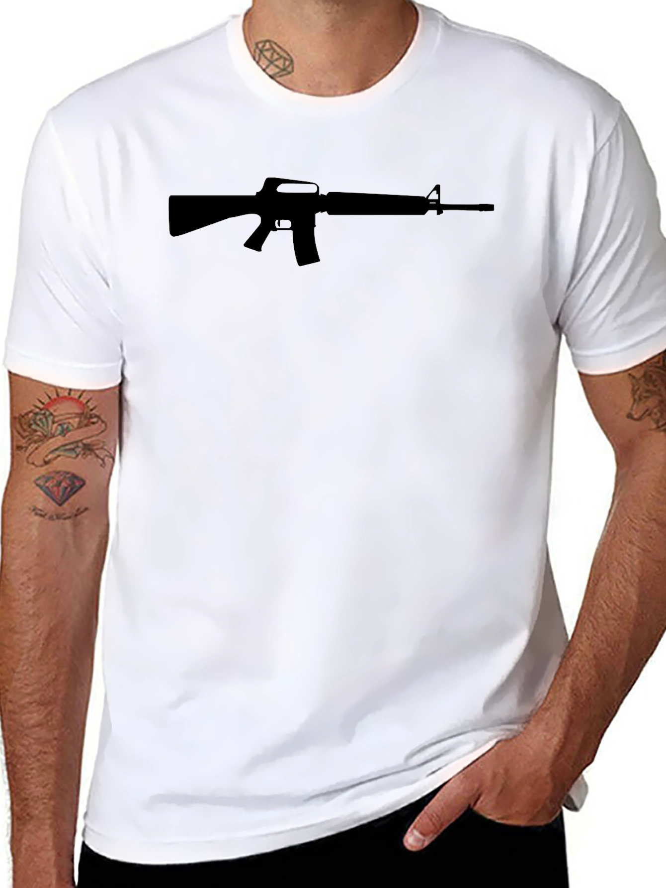 AR-15 Silhouette Black T-Shirt - Classic Graphic Tee