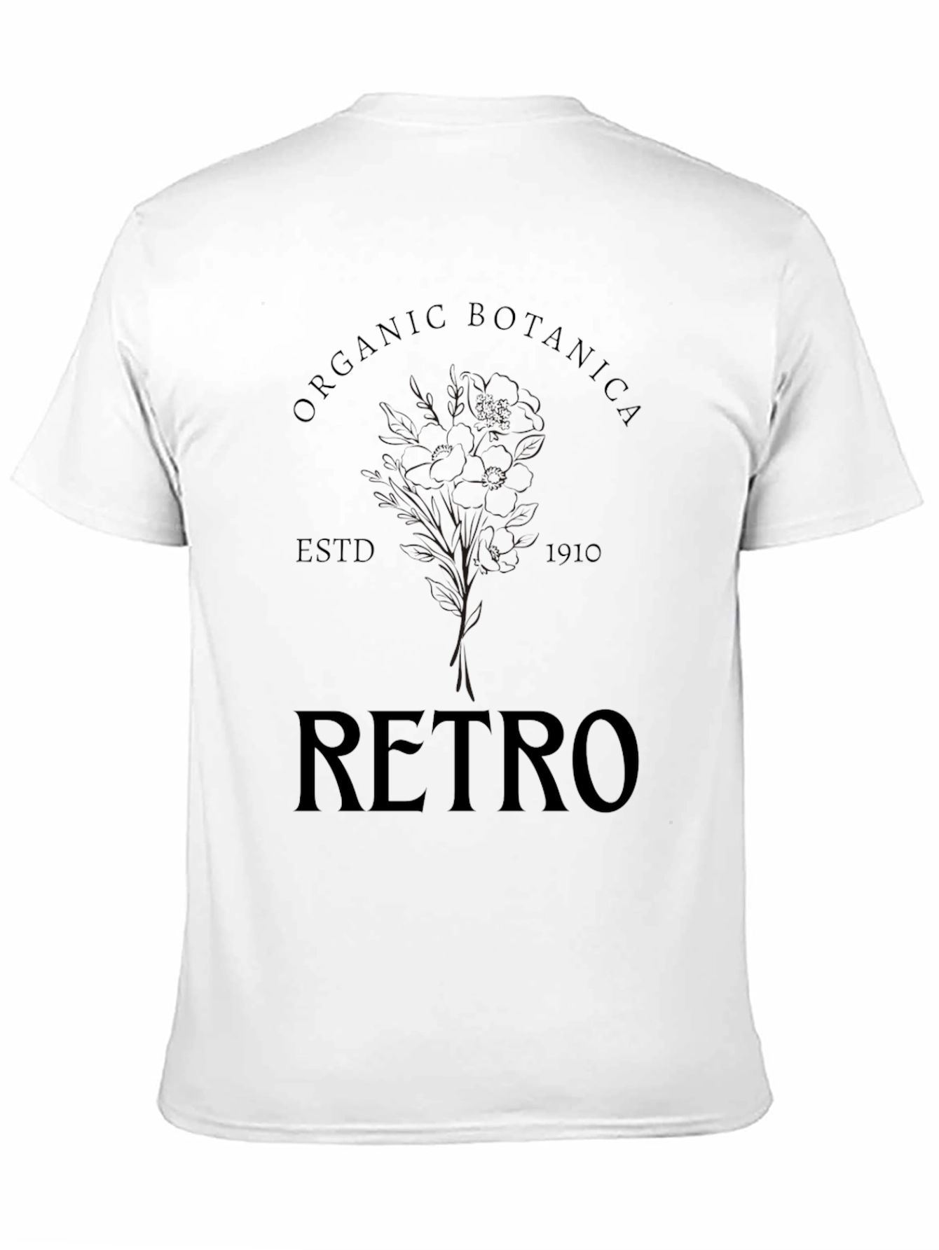Organic Retro Botanical Black T-Shirt