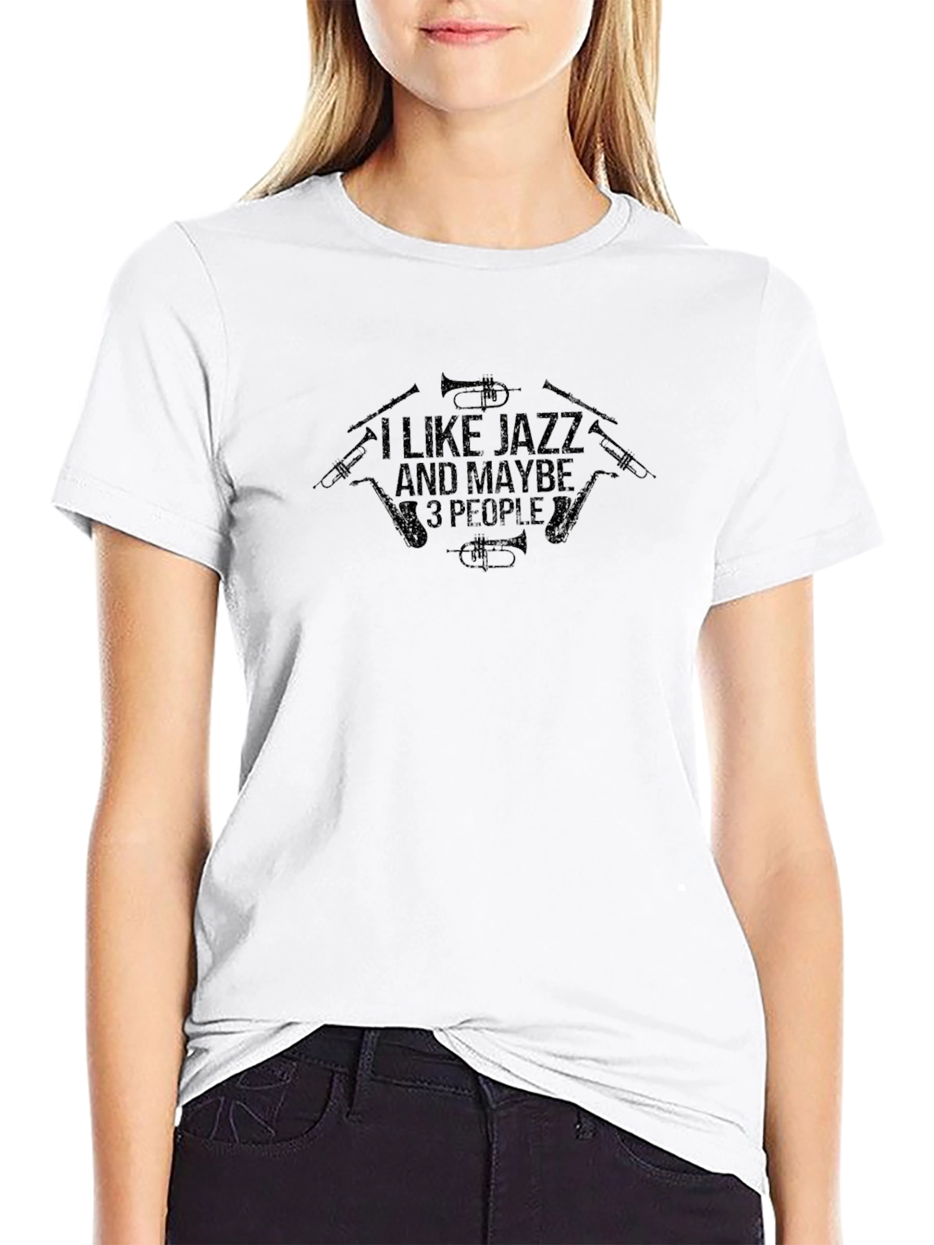 I Like Jazz and Maybe 3 People Black T-Shirt