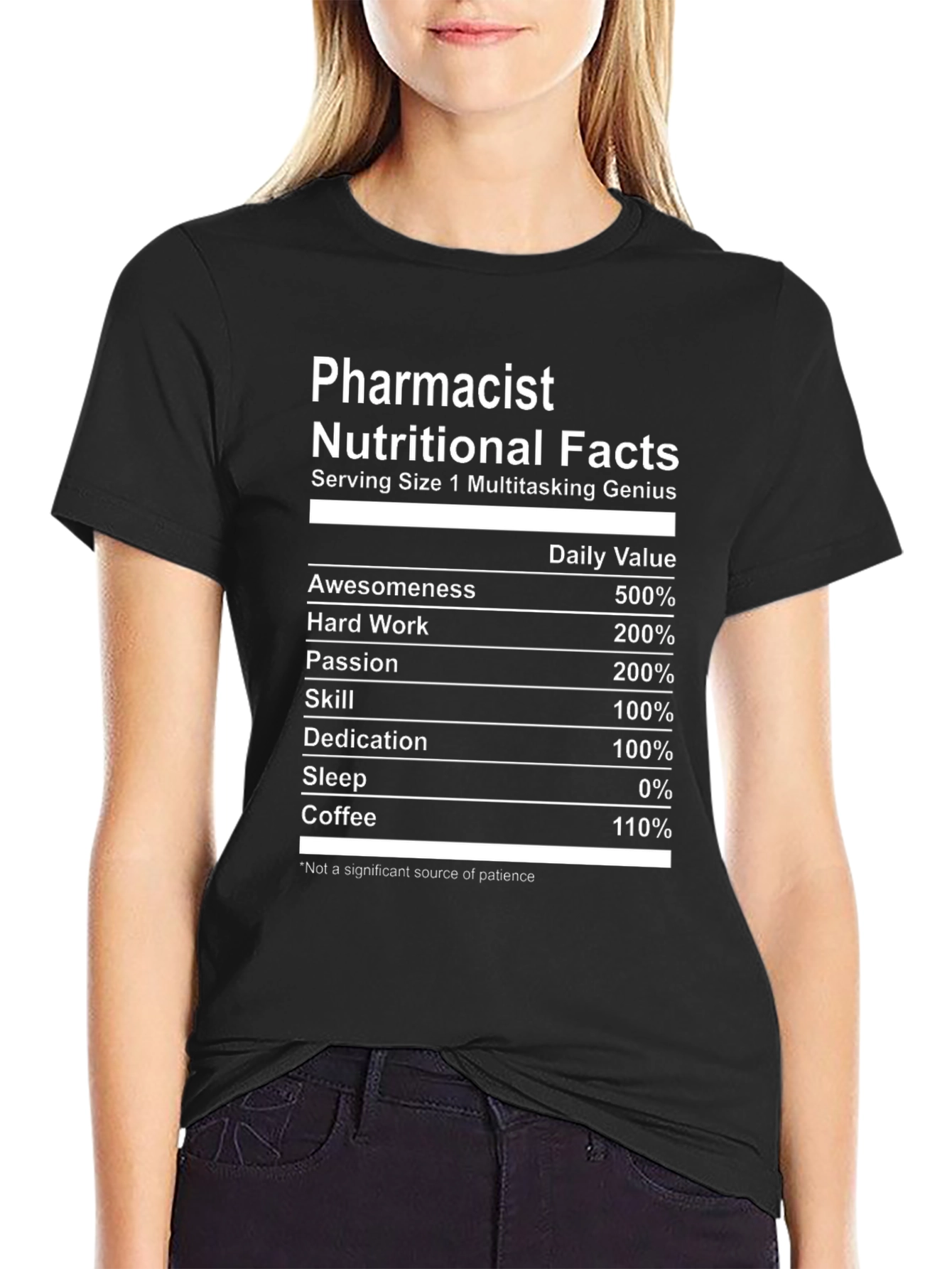 Pharmacist Nutritional Facts Black T-Shirt