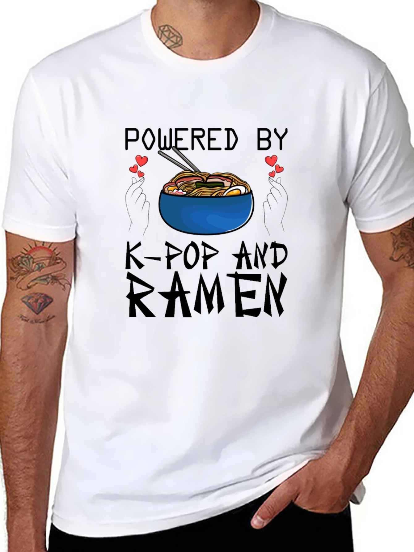 Powered by K-Pop and Ramen Graphic Tee
