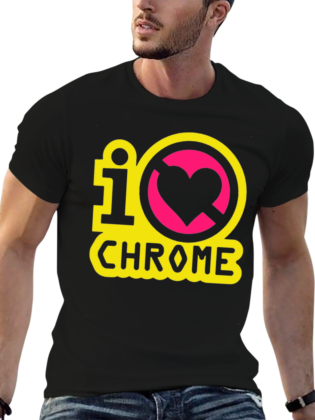 I Heart Chrome Graphic Tee - Black Casual T-Shirt