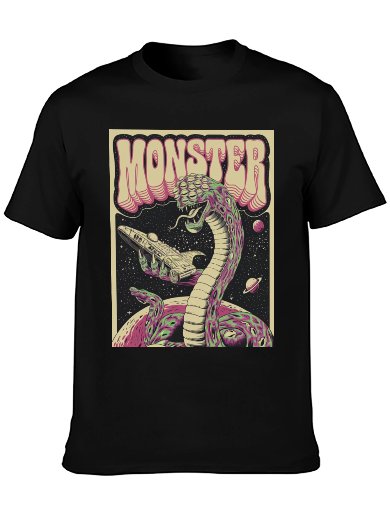 Monster Graphic Tee - Retro Alien Snake T-Shirt
