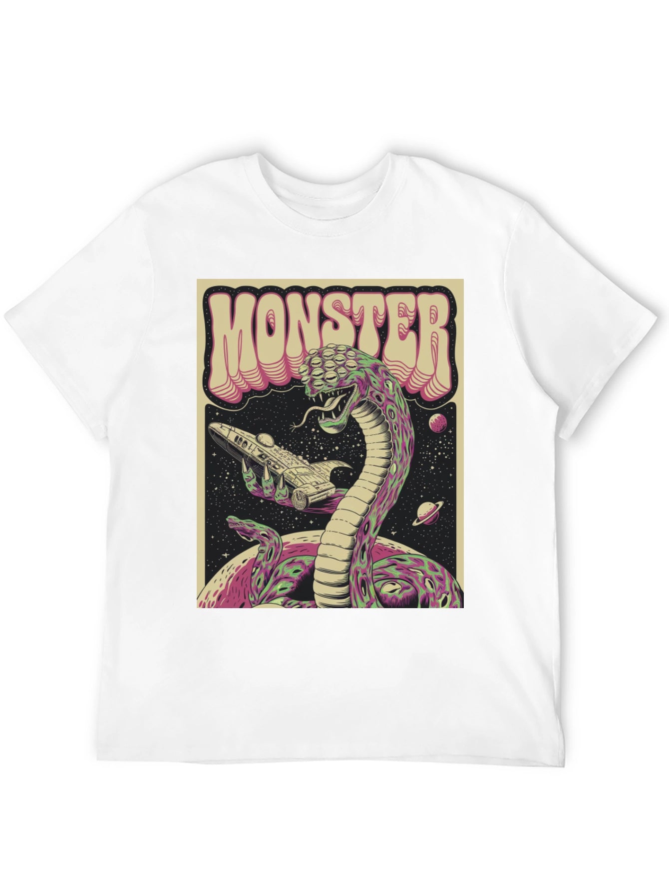 Monster Graphic Tee - Retro Alien Snake T-Shirt