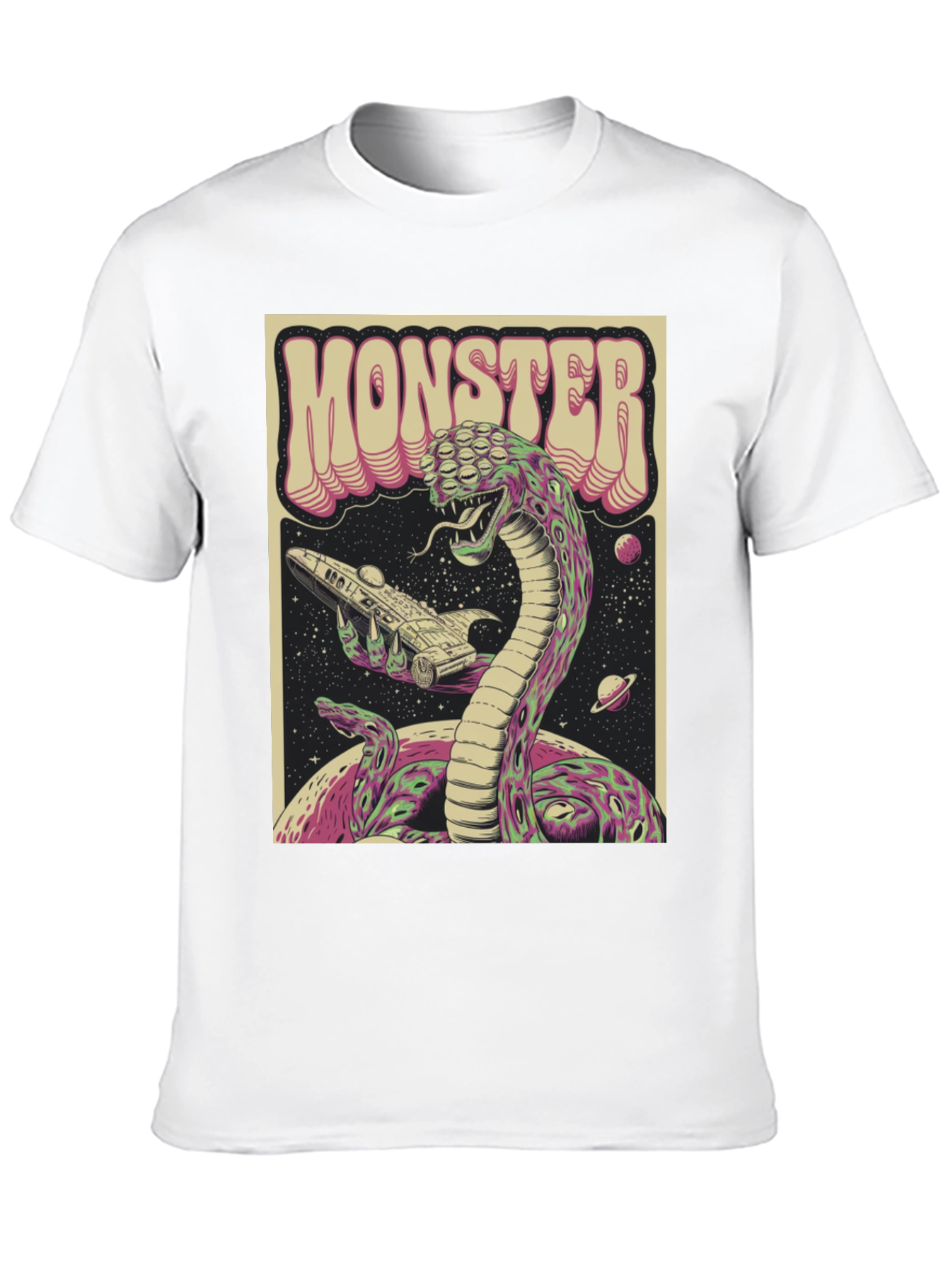 Monster Graphic Tee - Retro Alien Snake T-Shirt