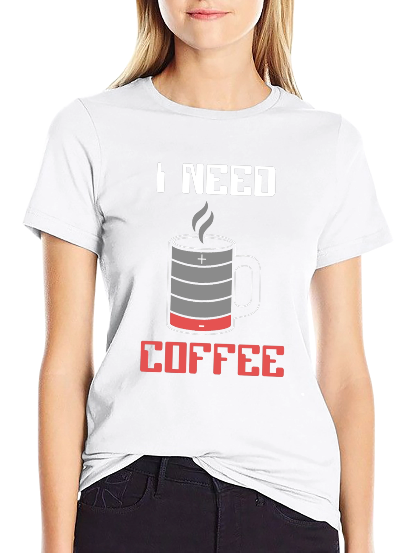 I Need Coffee T-Shirt - Battery Mug Design