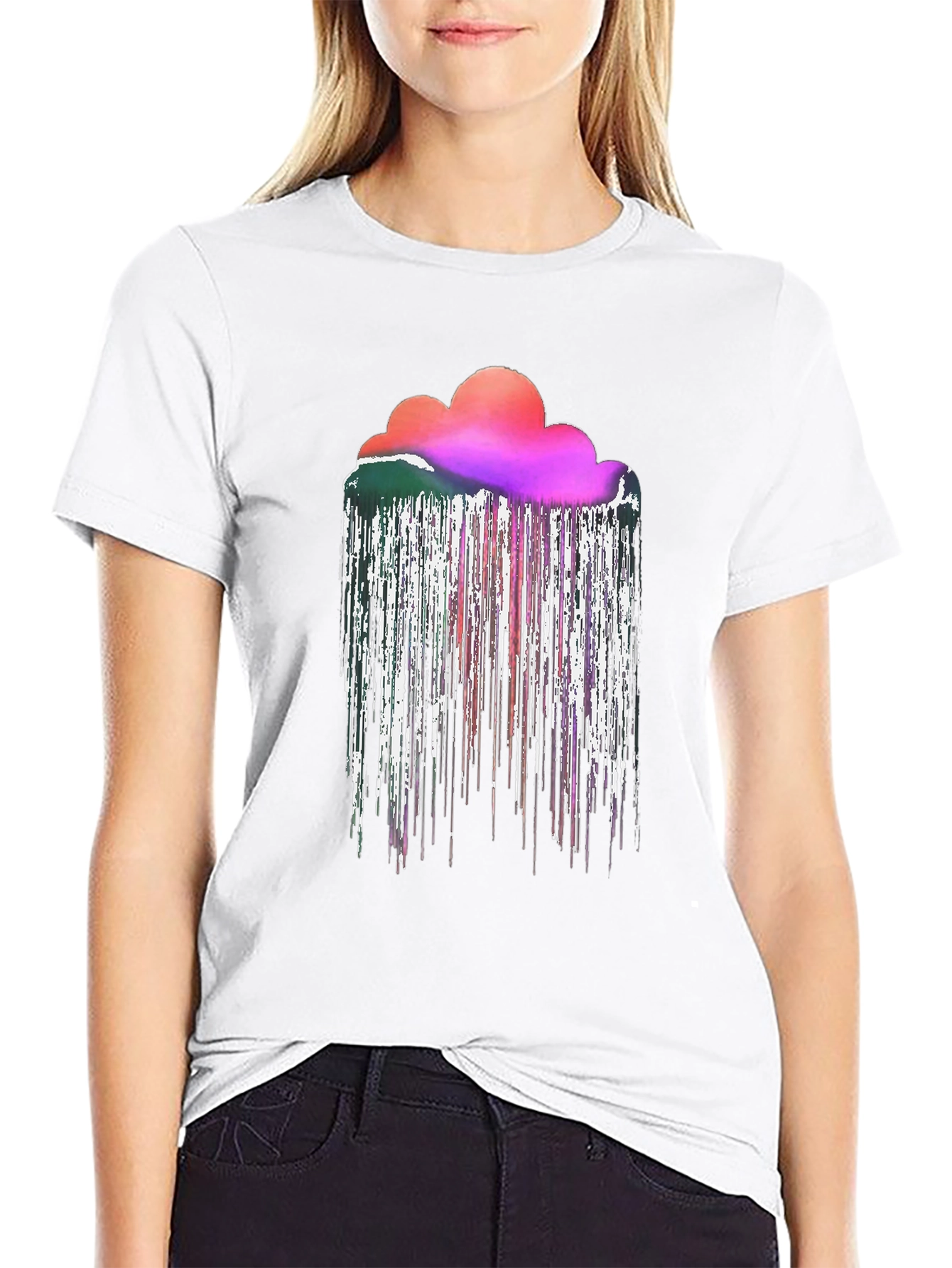 Abstract Cloud Rain T-Shirt - Unique Design