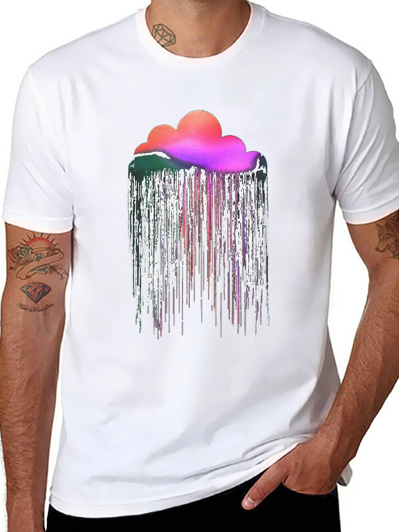 Abstract Cloud Rain T-Shirt - Unique Design