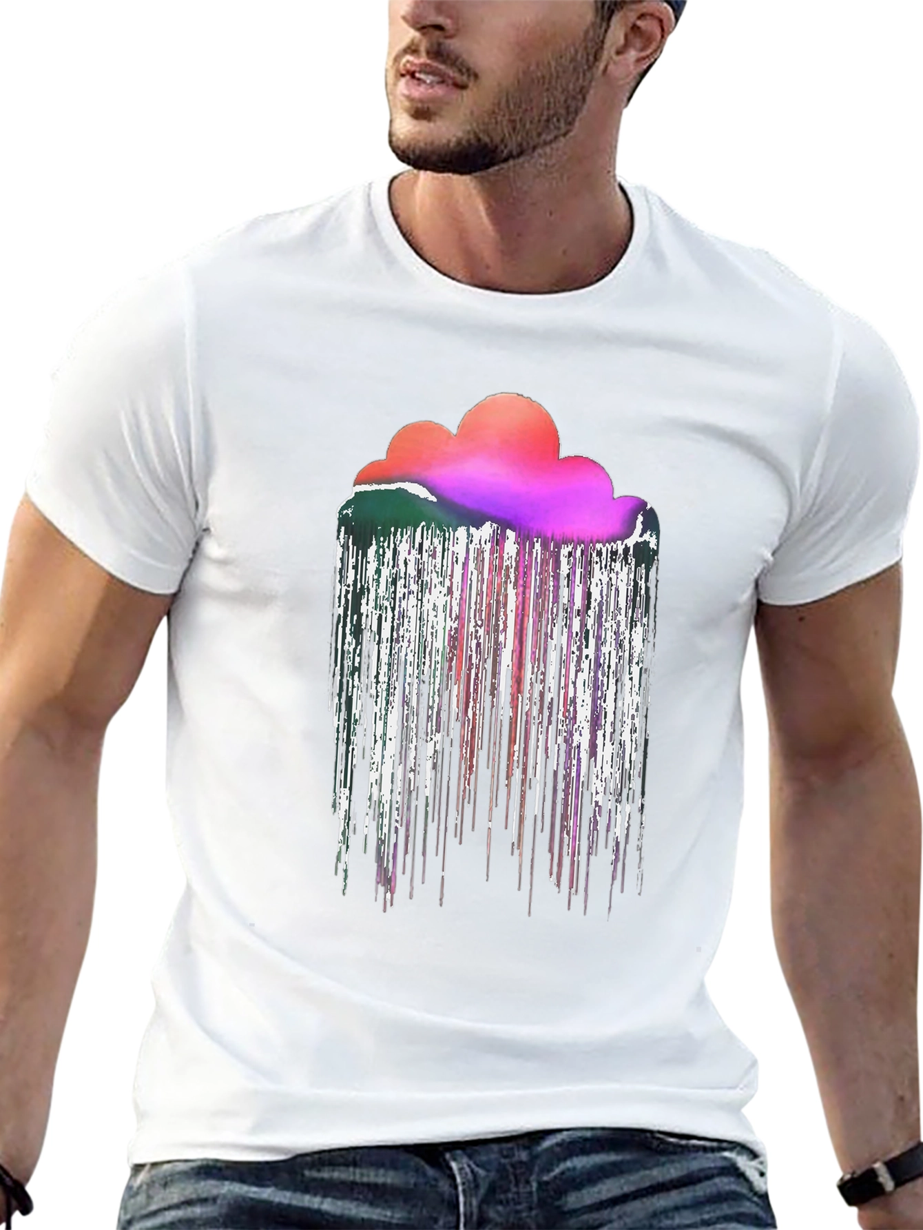 Abstract Cloud Rain T-Shirt - Unique Design