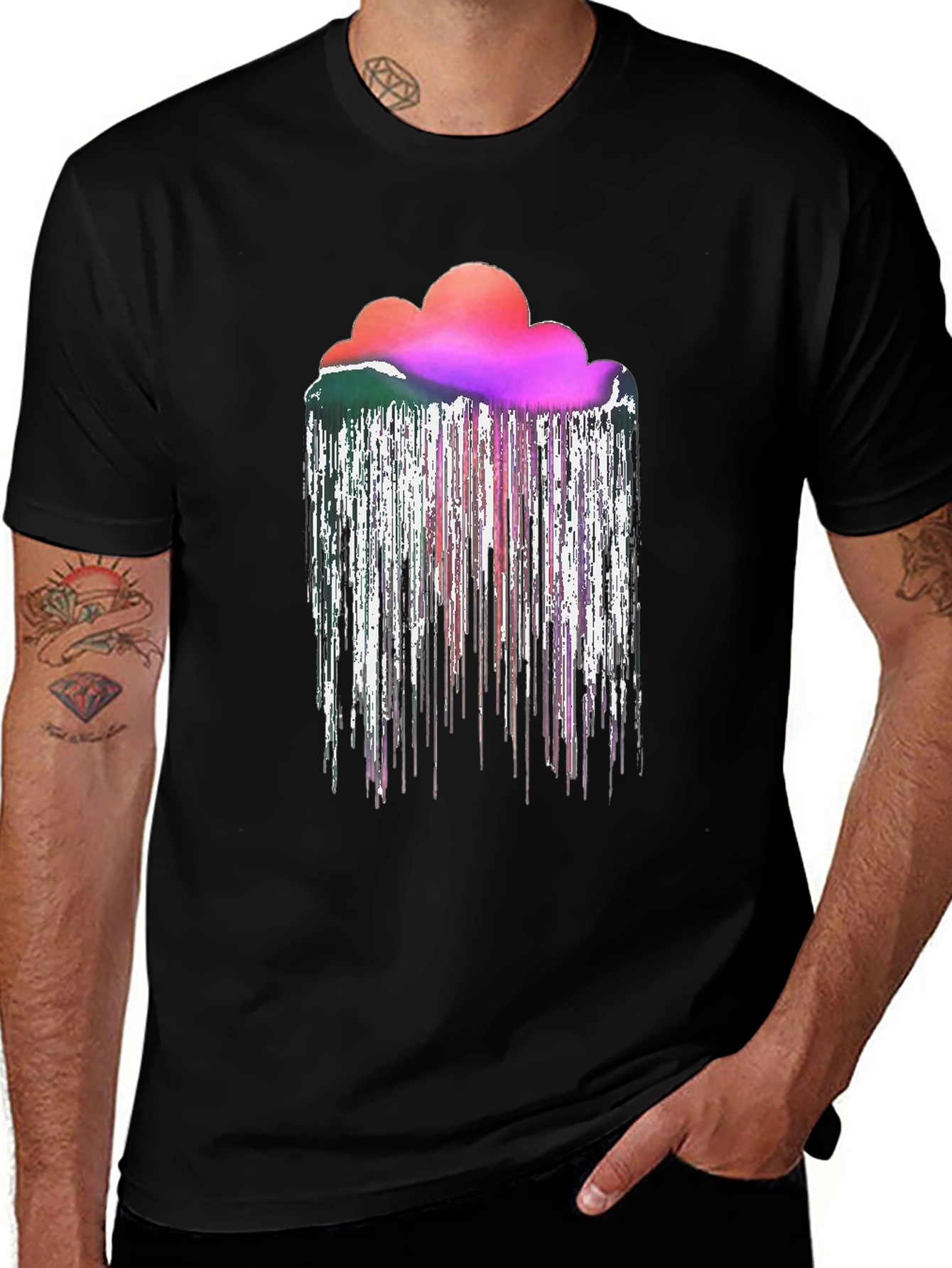 Abstract Cloud Rain T-Shirt - Unique Design