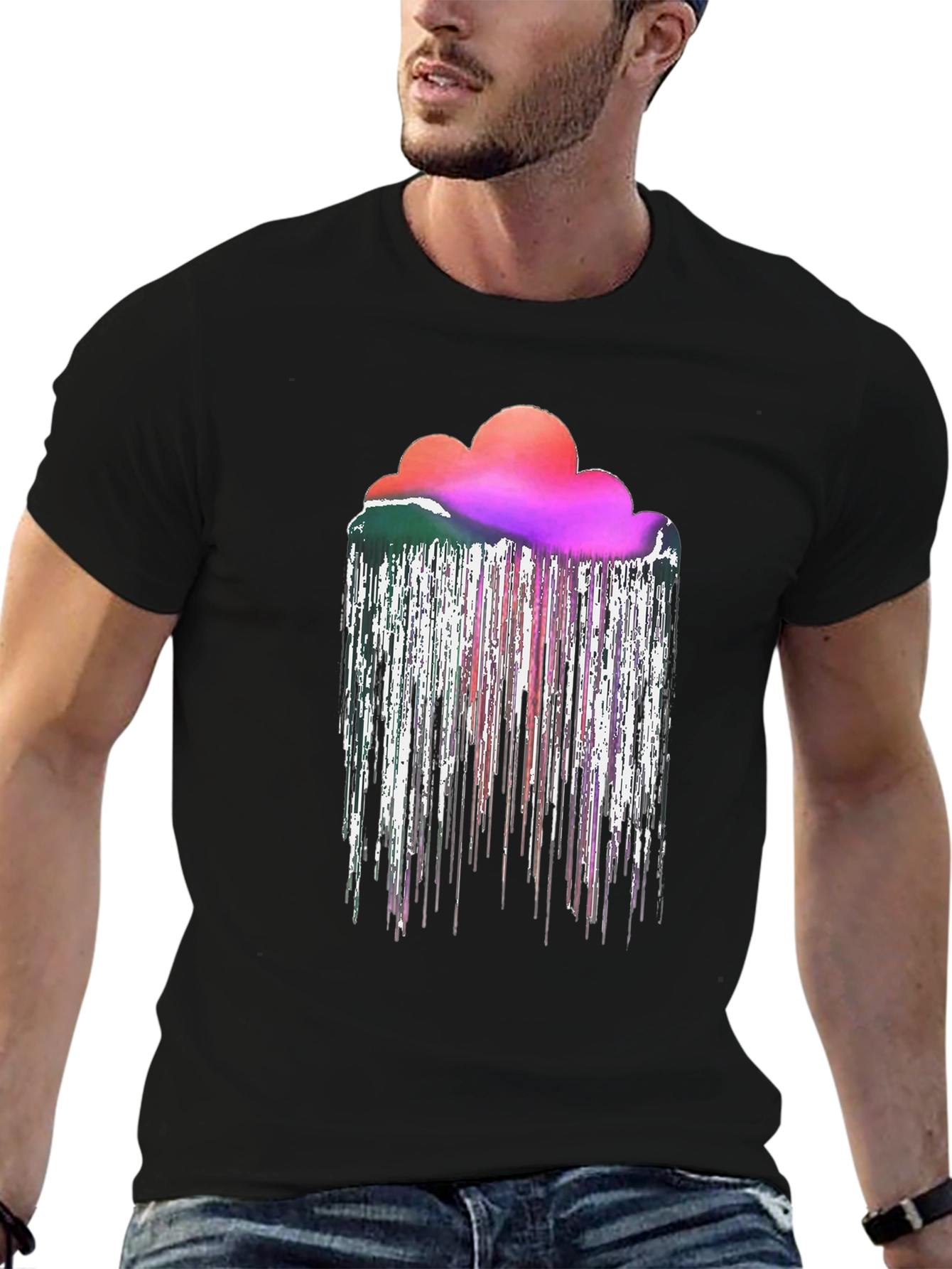 Abstract Cloud Rain T-Shirt - Unique Design